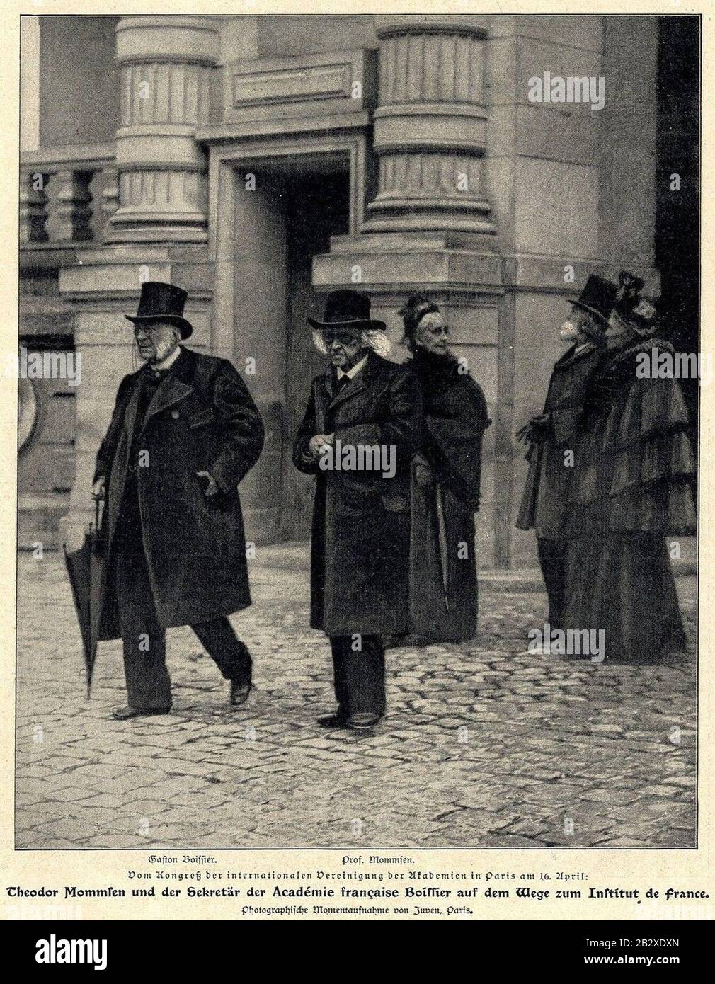 Gaston Boissier und Theodor Mommsen auf dem Weg zum Institut de France, 1901. Foto Stock