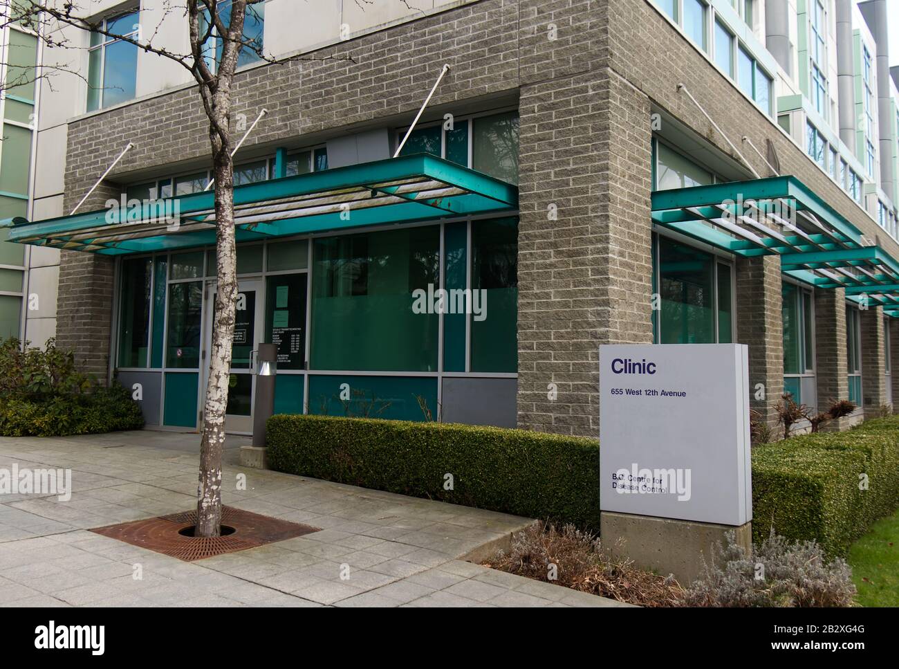 Vancouver, Canada - 17 febbraio 2020: Vista del B.C. Center for Disease Control Clinic sulla 655 West 12 Avenue nel centro di Vancouver Foto Stock