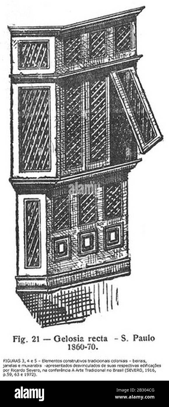 Gelosia reta de 1860-1870 São Paulo. Foto Stock