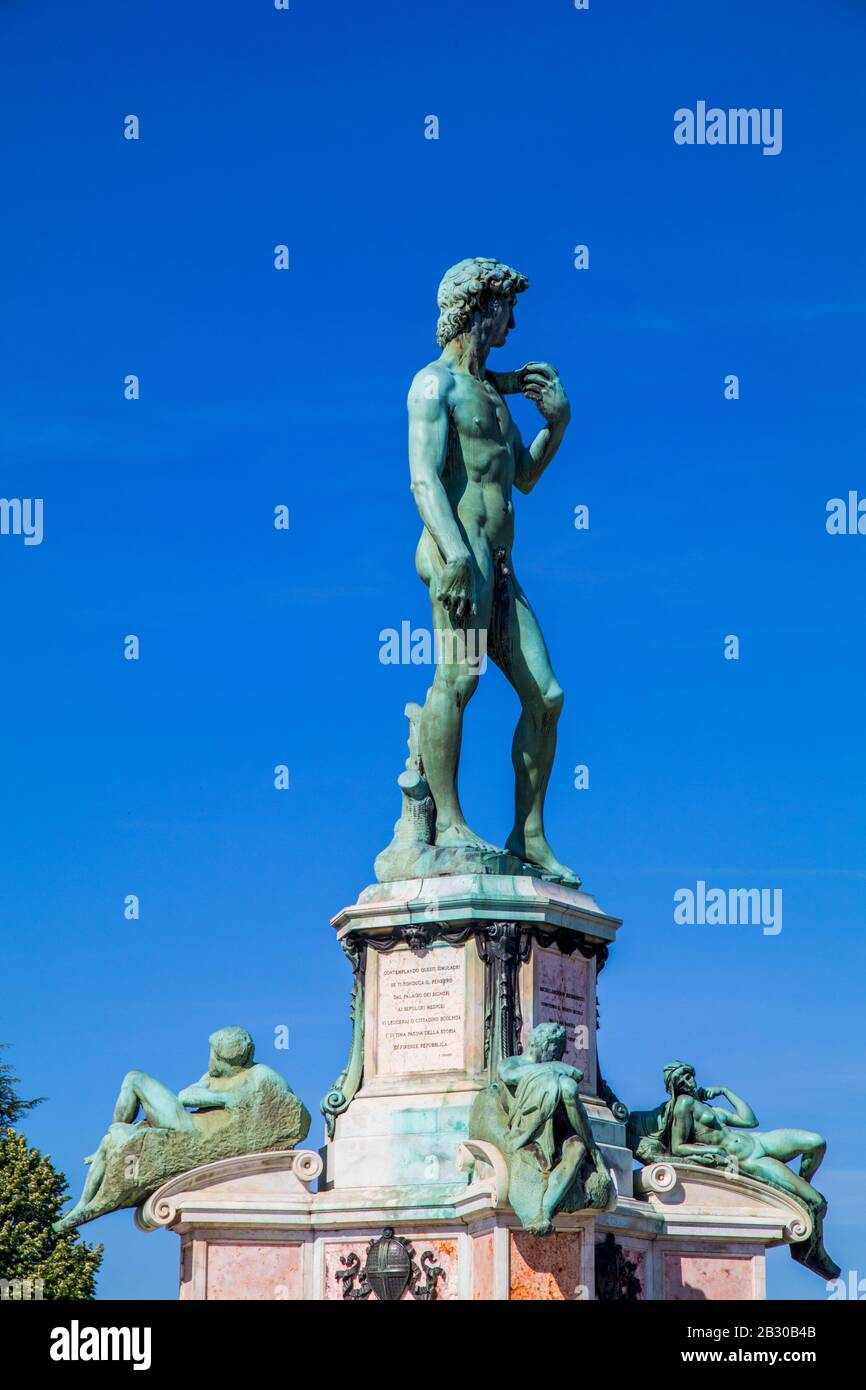Statua del David a Piazzale Michelangelo a Firenze Foto Stock