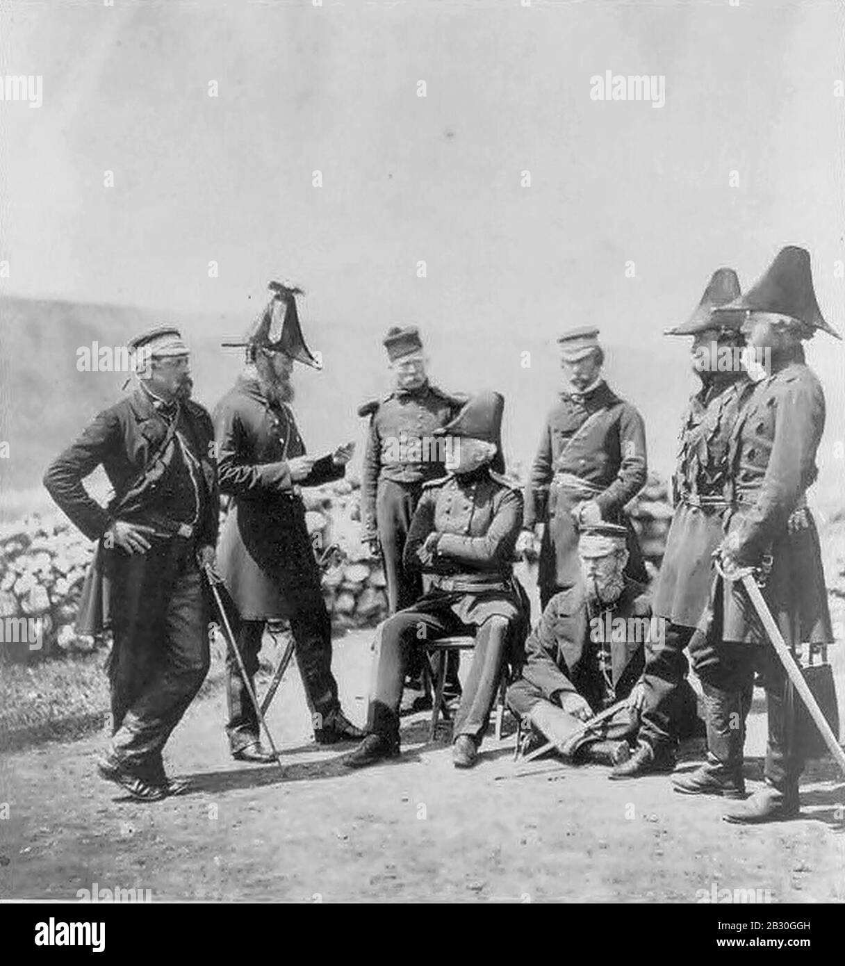 Gen-Brown-and-staff-crimea-1855-by-roger-fenton. Foto Stock