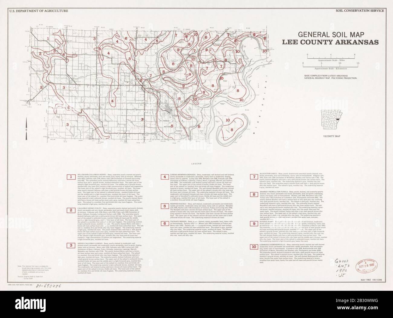 Mappa generale del suolo, Lee County, Arkansas Foto Stock