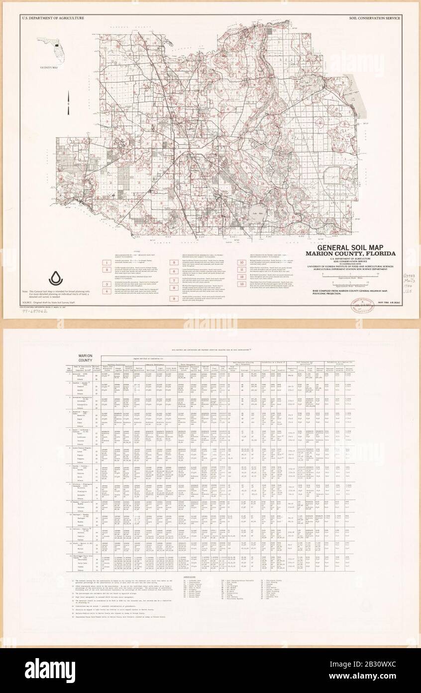 Mappa generale del suolo, Marion County, Florida Foto Stock