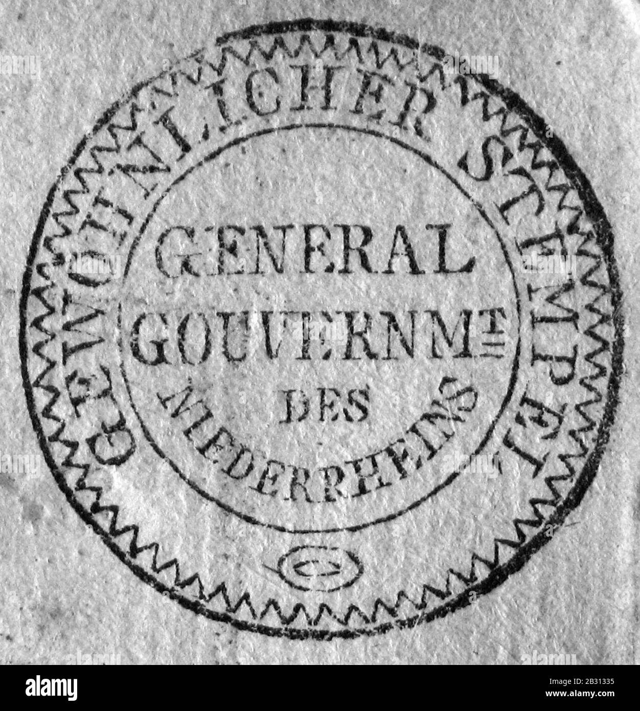 Generalgouvernement Niederrhein Siegelstempel 1815. Foto Stock