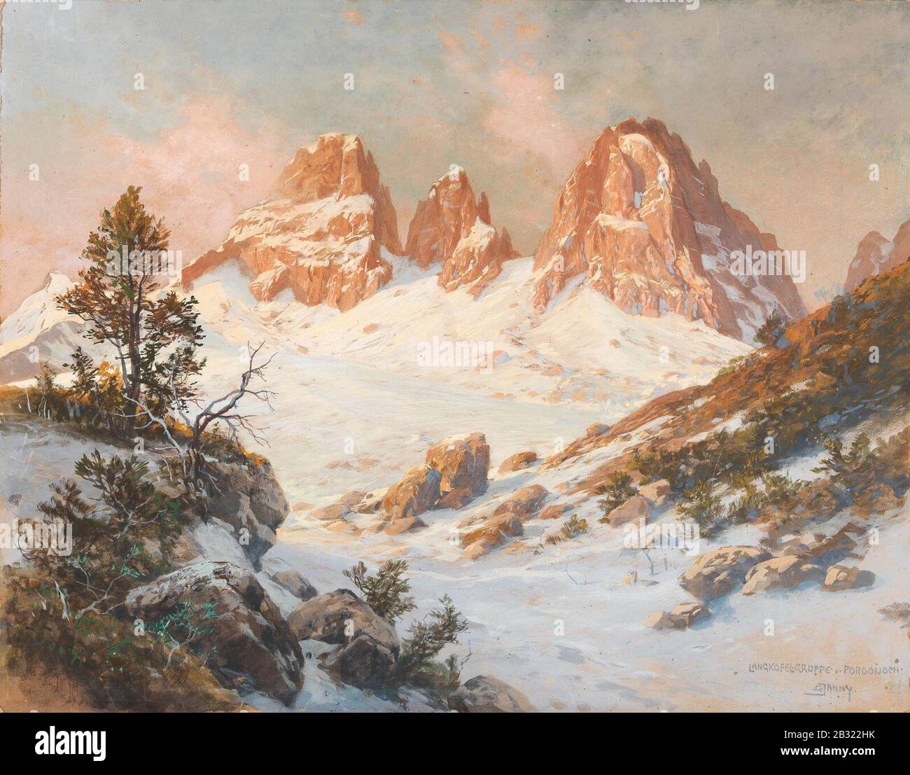 Georg Janny - Langkofelgruppe visto dal Pordoijoch. Foto Stock