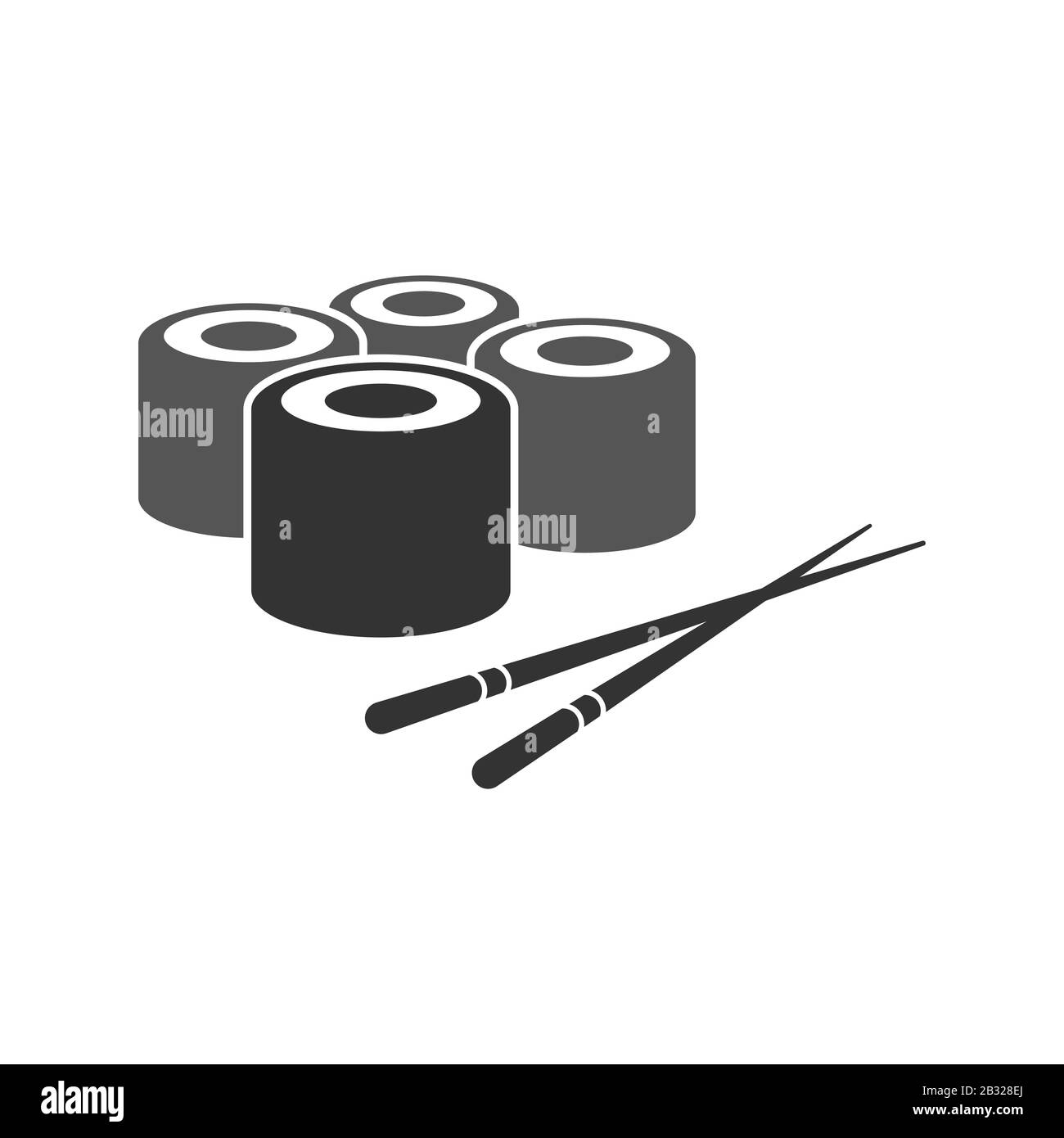 Sushi Rolls, set di cibo e bevande, icona di progettazione glifo. Cartello sushi. EPS 10. Illustrazione Vettoriale