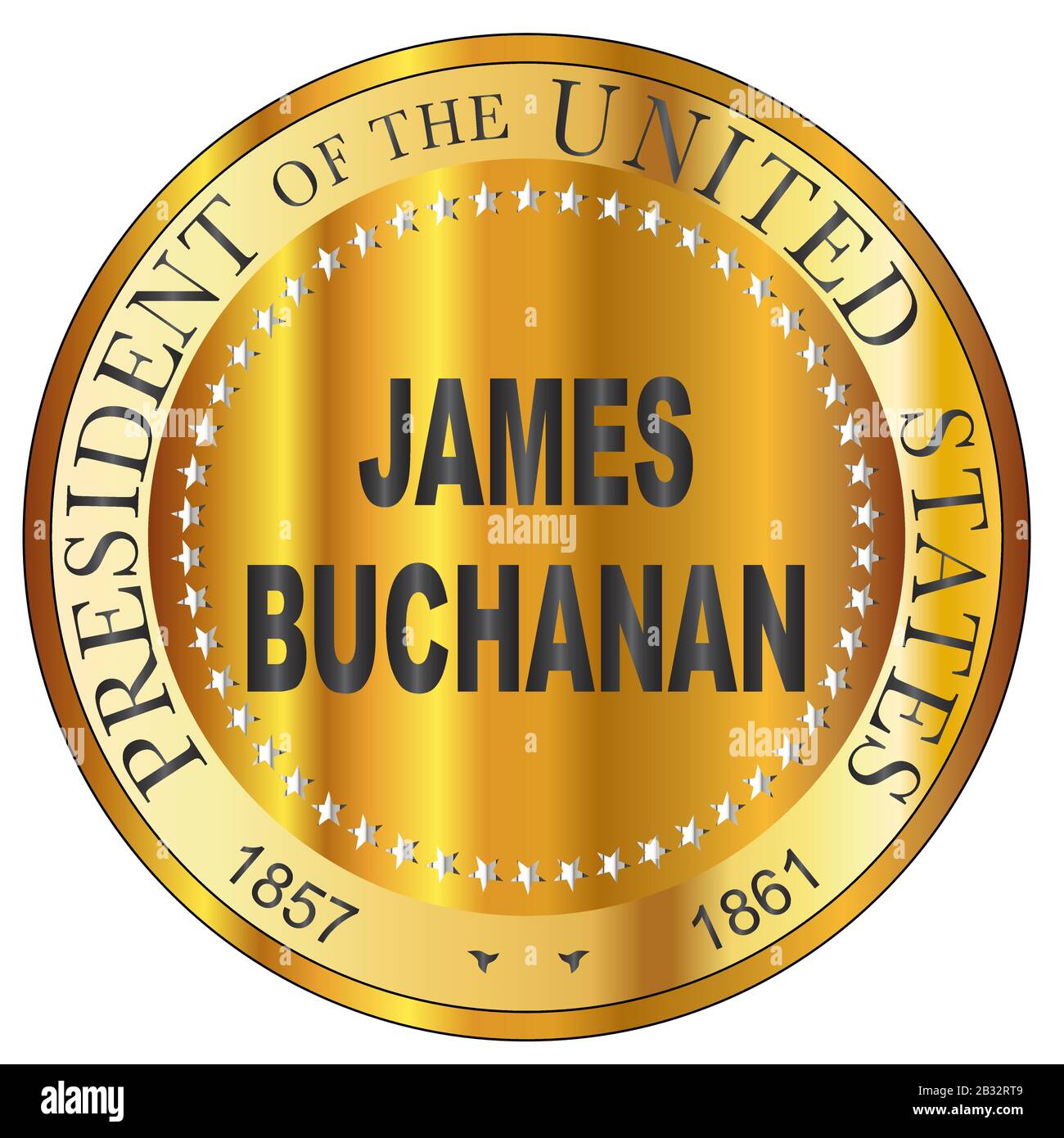 James Buchanan 15th presidente degli Stati Uniti d'America rotonda timbro Illustrazione Vettoriale