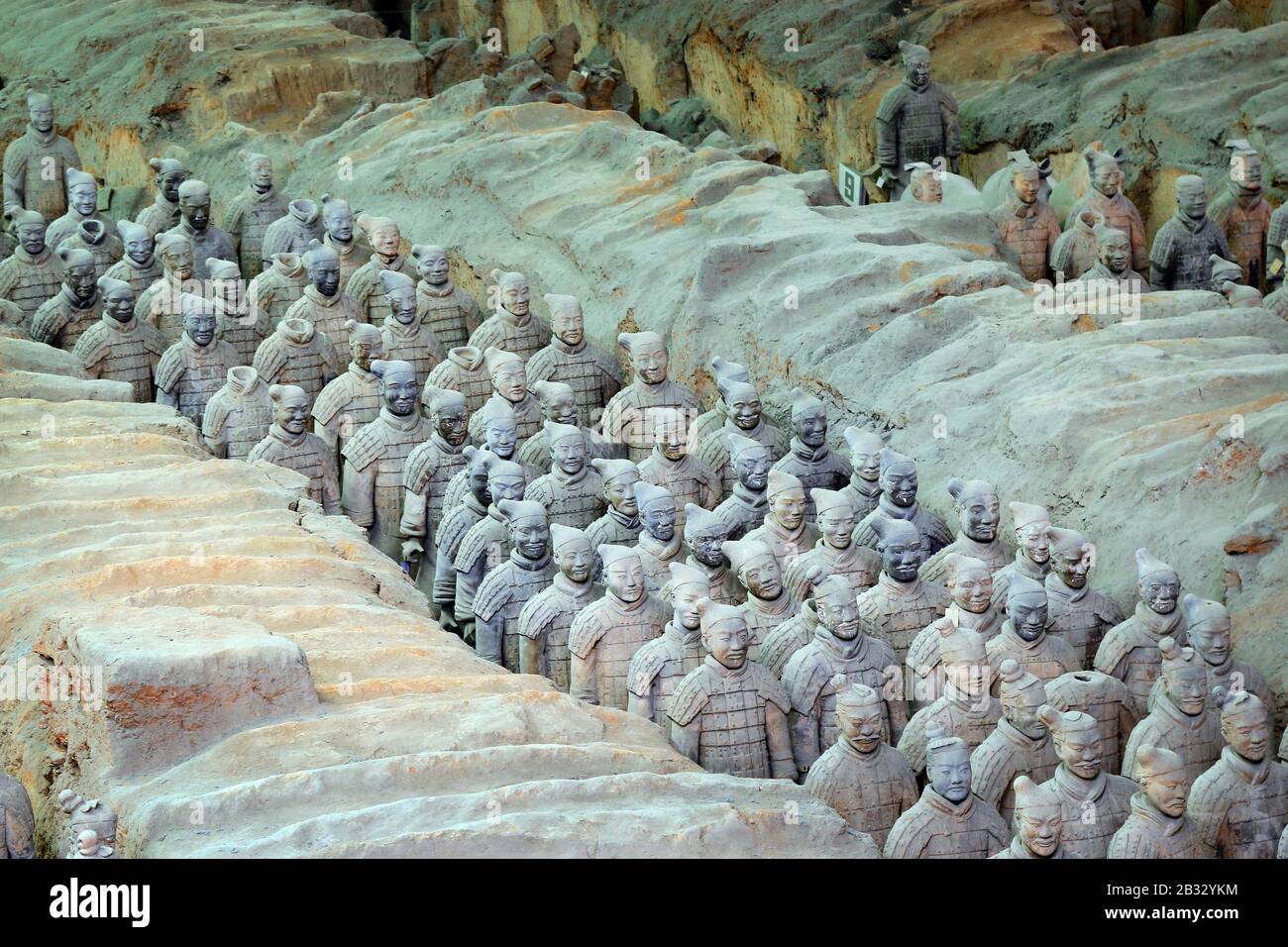 terracota soldato nel parco archeologico in xi an-cina Foto Stock