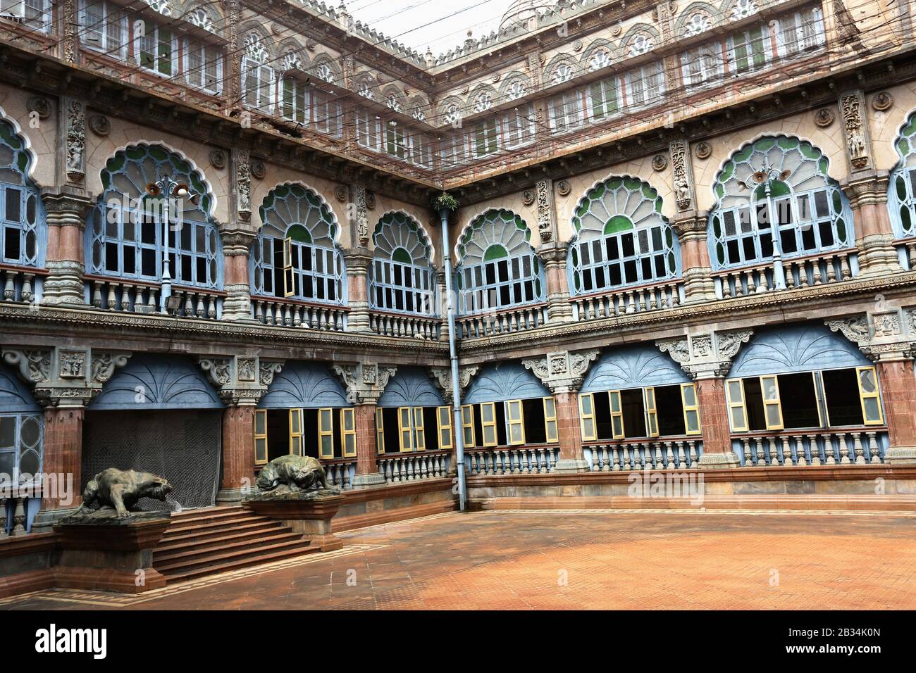 Cortile Wrestling, Interno Del Palazzo Di Ambavilas. Palazzo Di Mysore, Palazzo Di Ambavilas, Mysore, Karnataka India. Foto Stock