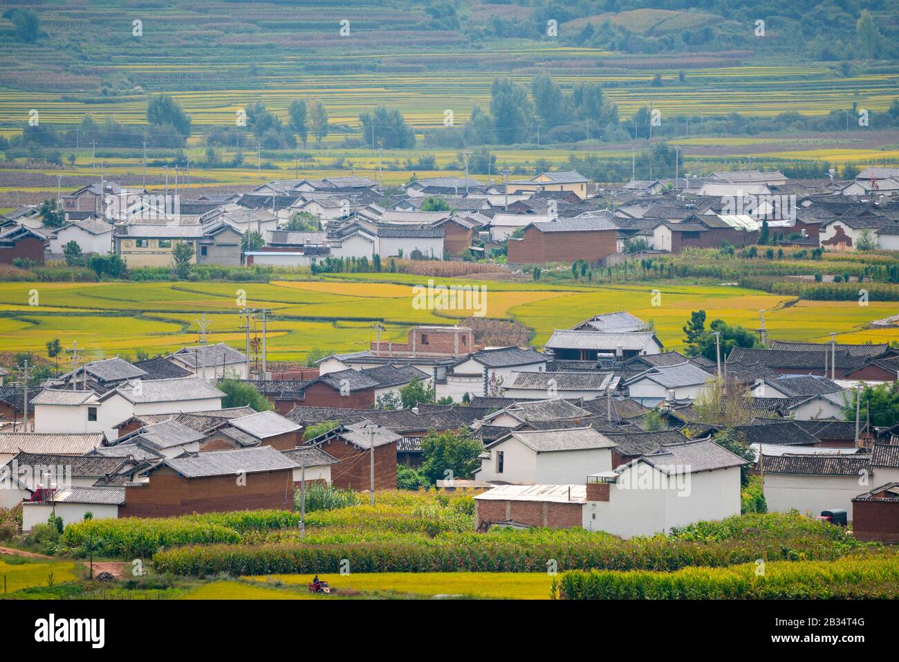 Terreni agricoli e villaggi in Dali Yunnan Cina Foto Stock