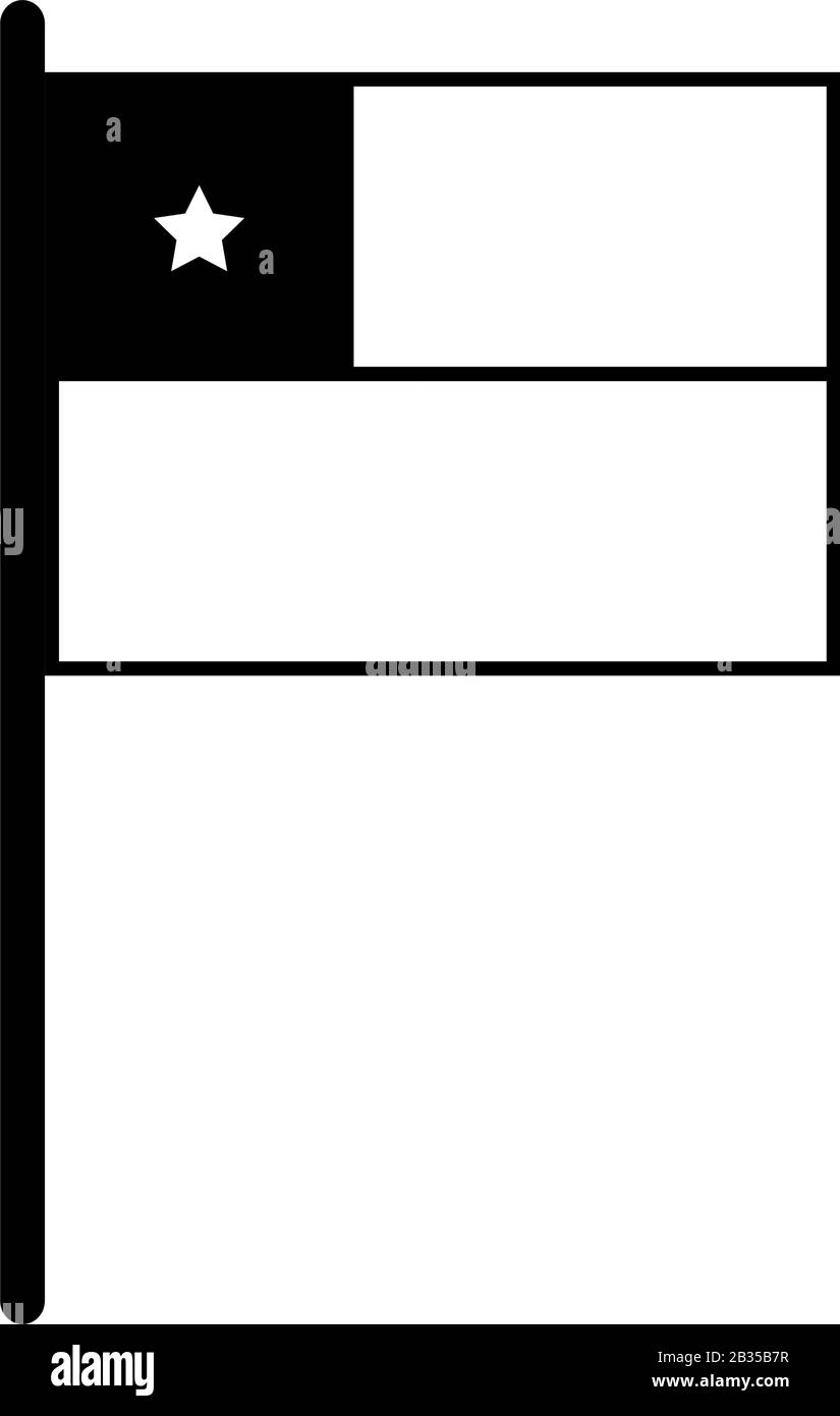 Icona della bandiera cilena illustrata nel vettore su sfondo bianco Illustrazione Vettoriale