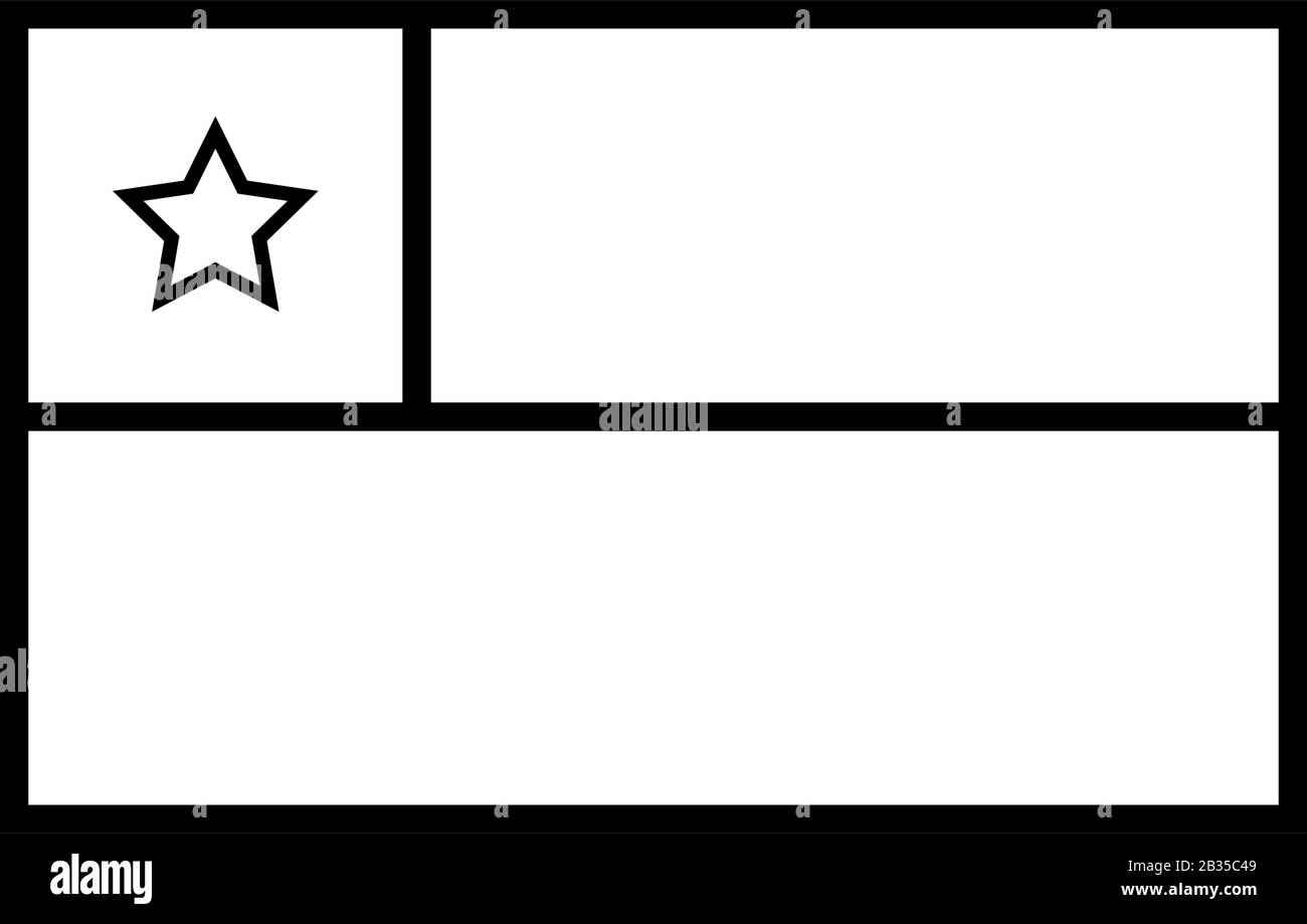 Icona della bandiera cilena illustrata nel vettore su sfondo bianco Illustrazione Vettoriale