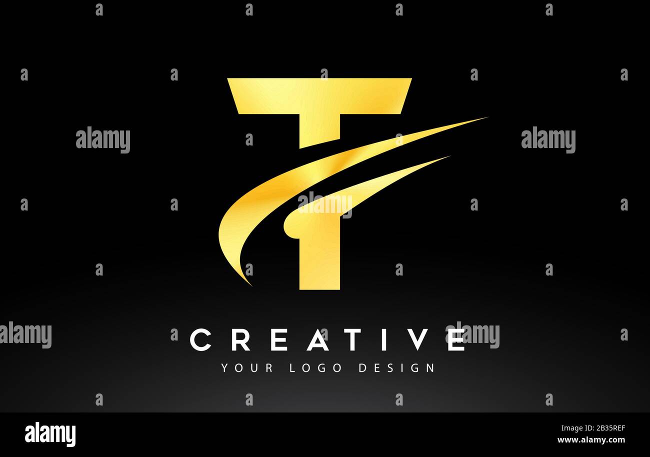 Design Creativo Con Logo Lettera T Con Illustrazione Vettoriale Swoosh Icon. Illustrazione Vettoriale