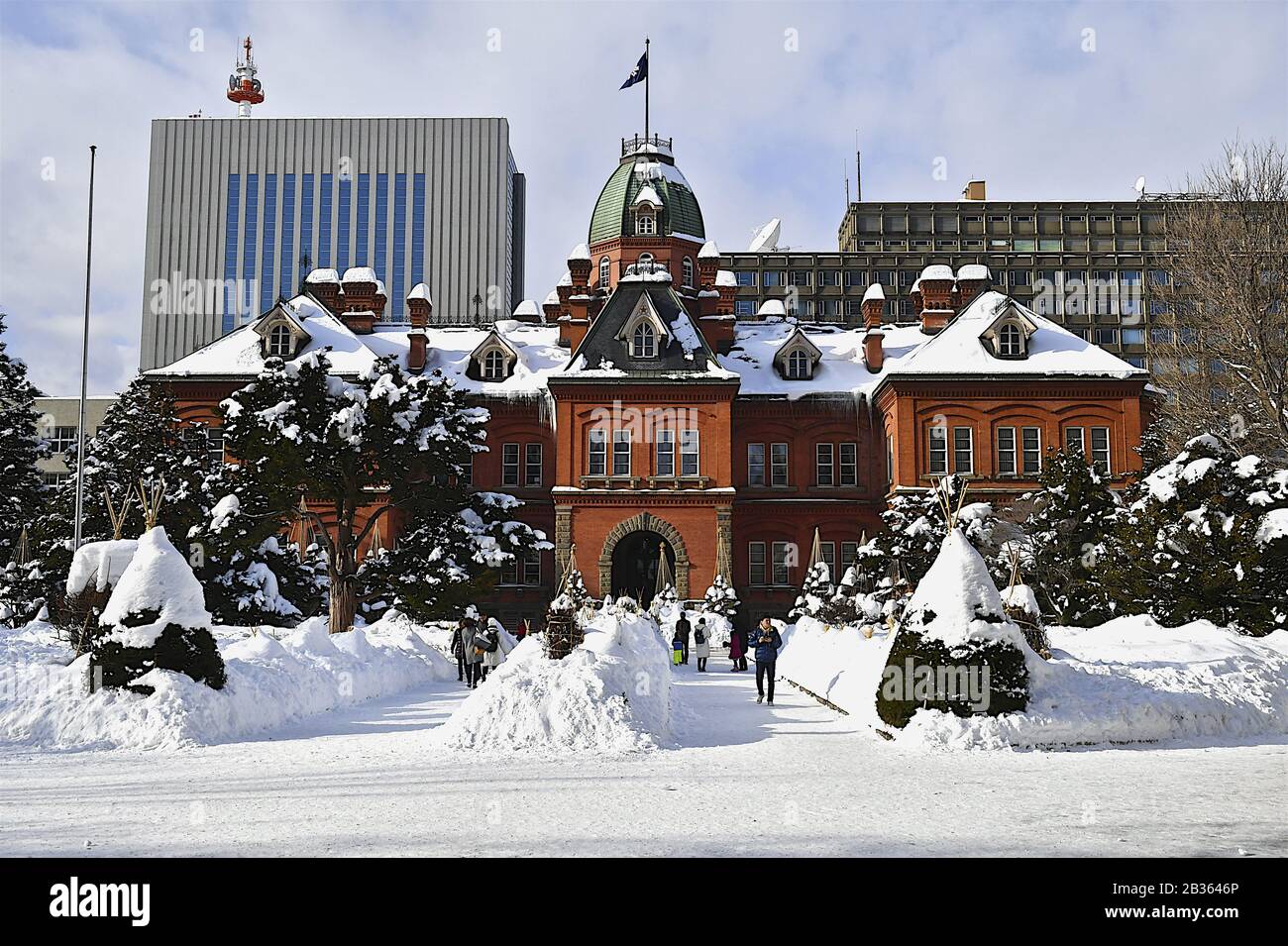 Storico ex edificio governativo di Hokkaido nell'inverno Sapporo Hokkaido Giappone Foto Stock