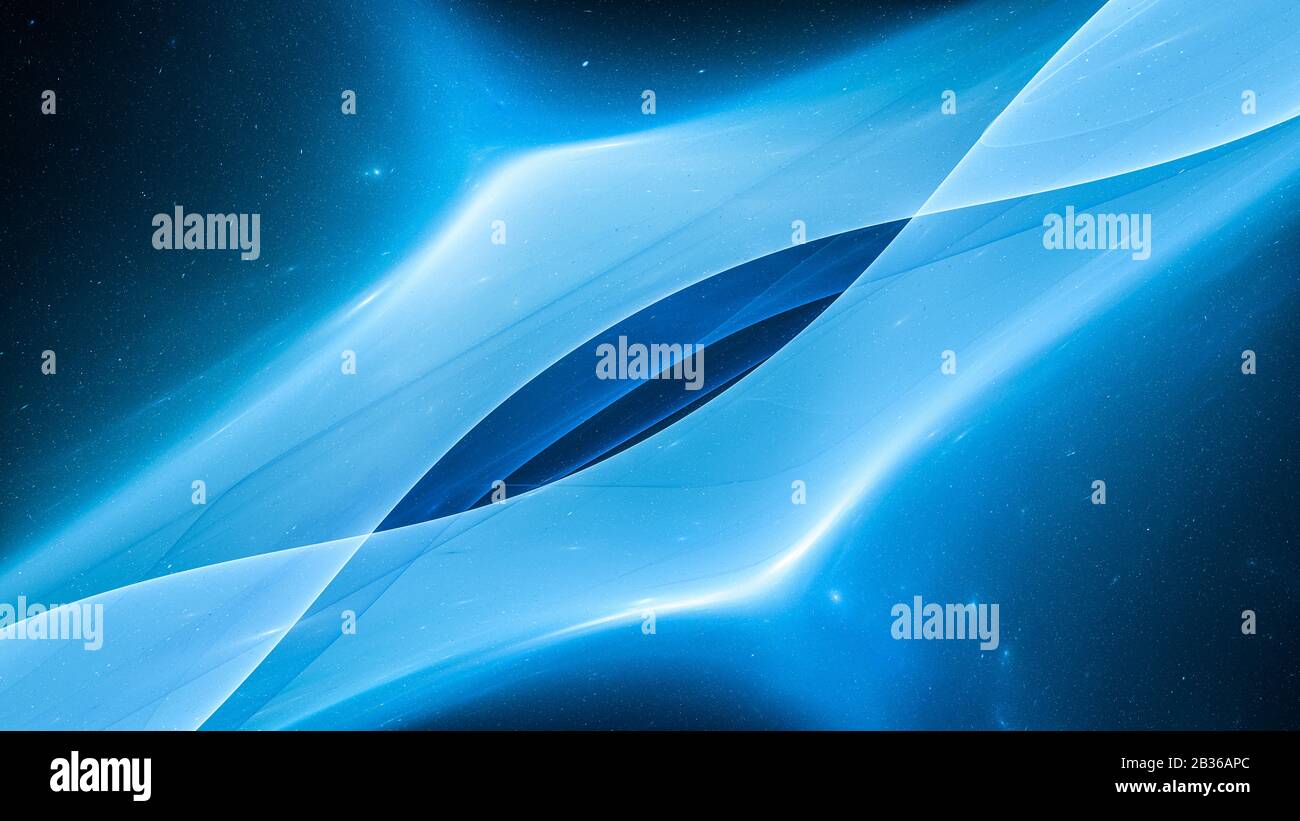 Stringa dimensionale blu incandescente, sfondo astratto generato dal computer, rendering 3D Foto Stock