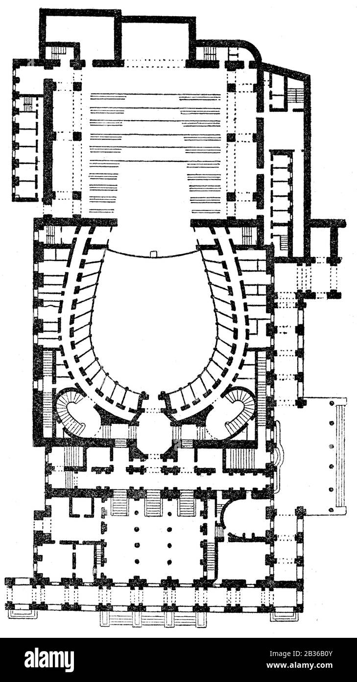 Piano terra del Teatro Carlo Felice, Teatro dell'Opera di Genova, Italia, 1860s Foto Stock