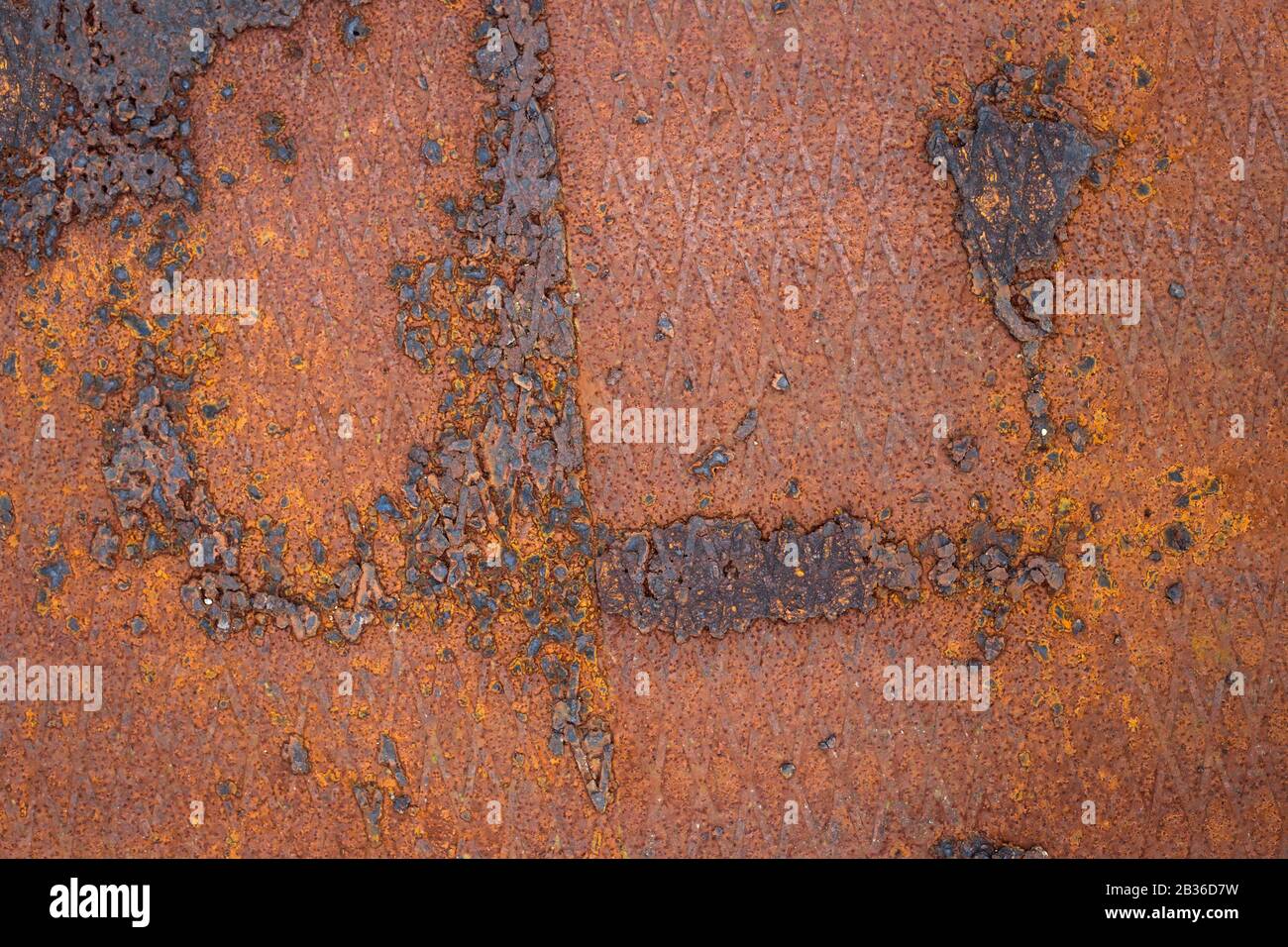 Una lastra di acciaio arrugginita per invito o sfondo di temi industriali Foto Stock