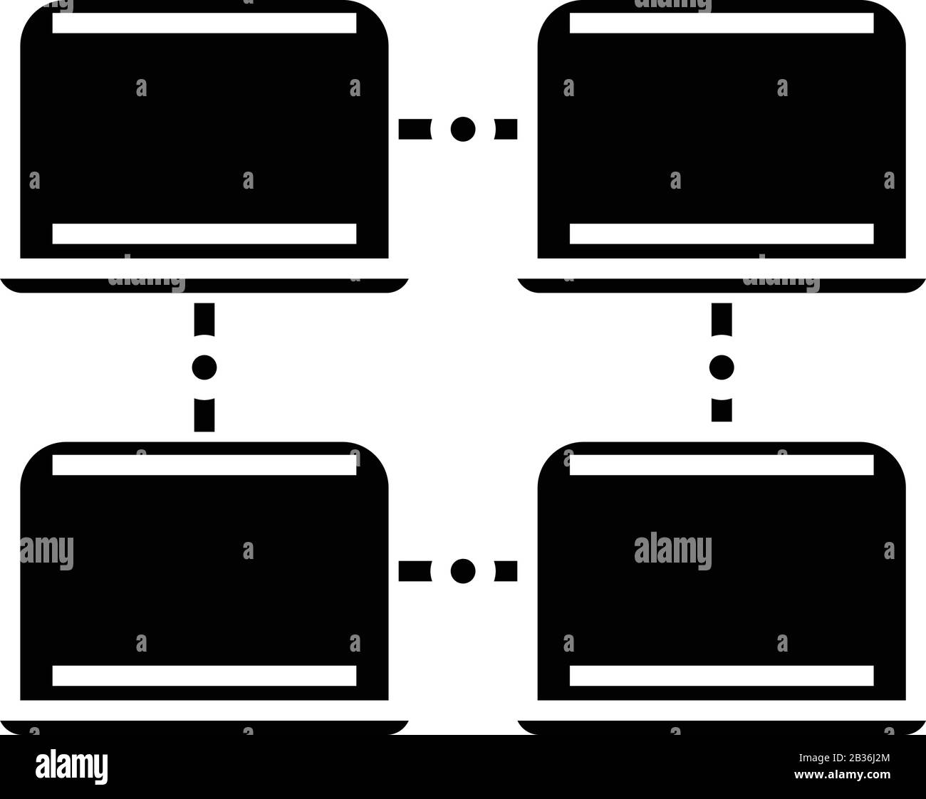 Rete di computer icona nera, concetto di illustrazione, vettore flat simbolo, glifo segno. Illustrazione Vettoriale