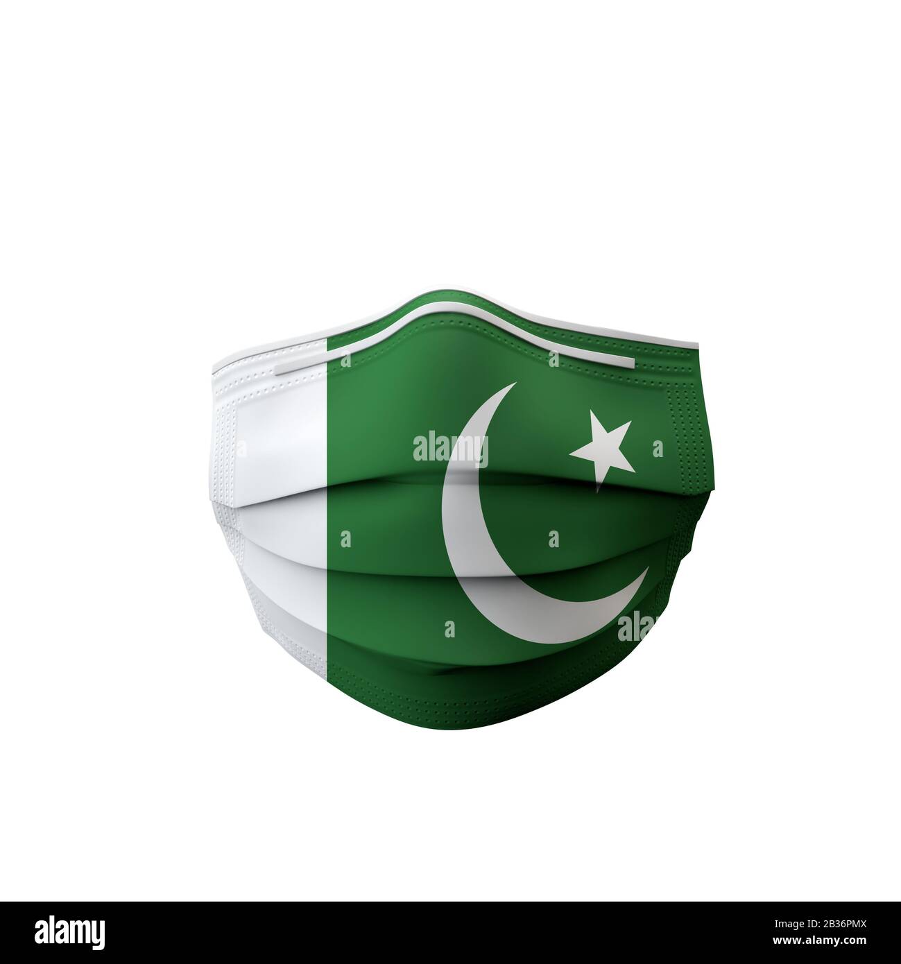 Pakistan bandiera maschera medica protettiva. Rendering 3D Foto Stock