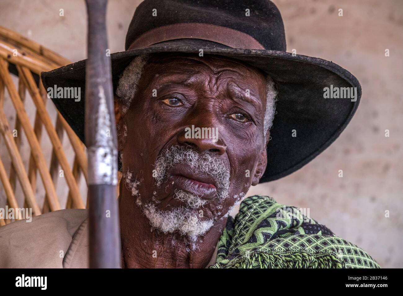 Guinee Bissau, arcipelago delle Bijagos classificato Come Riserve Biosfera dall'UNESCO, isola di Imbone, parco nazionale di Orango, capo del villaggio Foto Stock