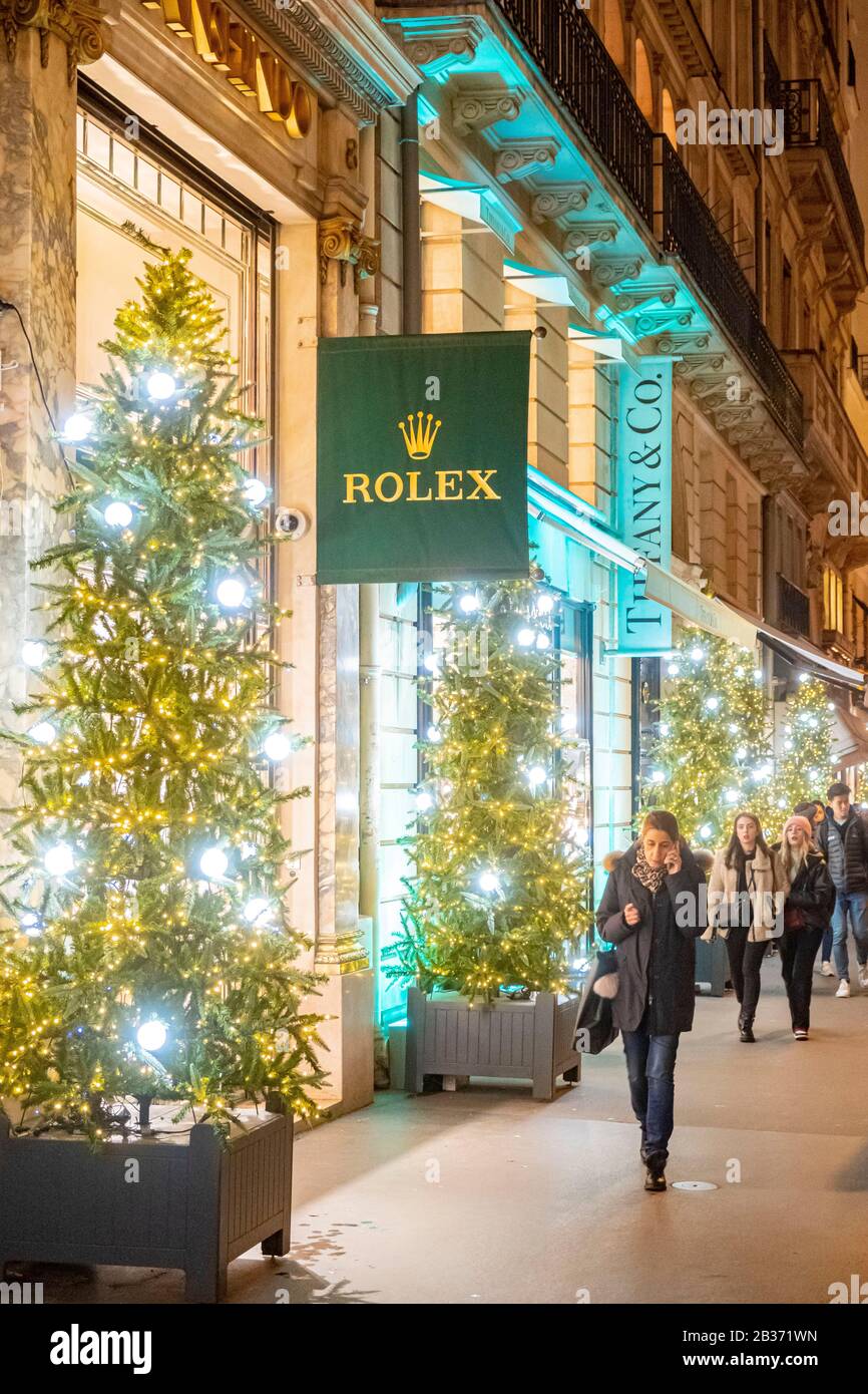 Francia, Parigi, Place Vendome, decorazione di Natale, il negozio Rolex  Foto stock - Alamy