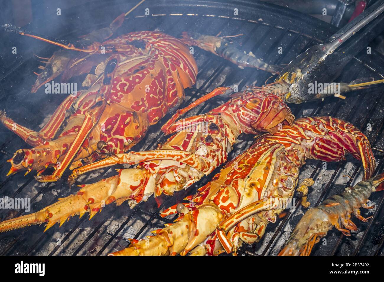 Aragoste sulla griglia barbecue Ubud Bali Indonesia Foto Stock