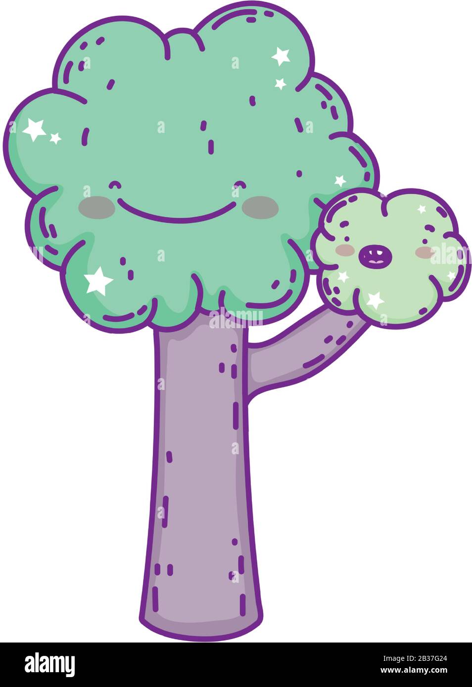 Disegno del cartone animato dell'albero, espressione Kawaii simpatico  carattere divertente ed emoticon tema illustrazione vettoriale Immagine e  Vettoriale - Alamy