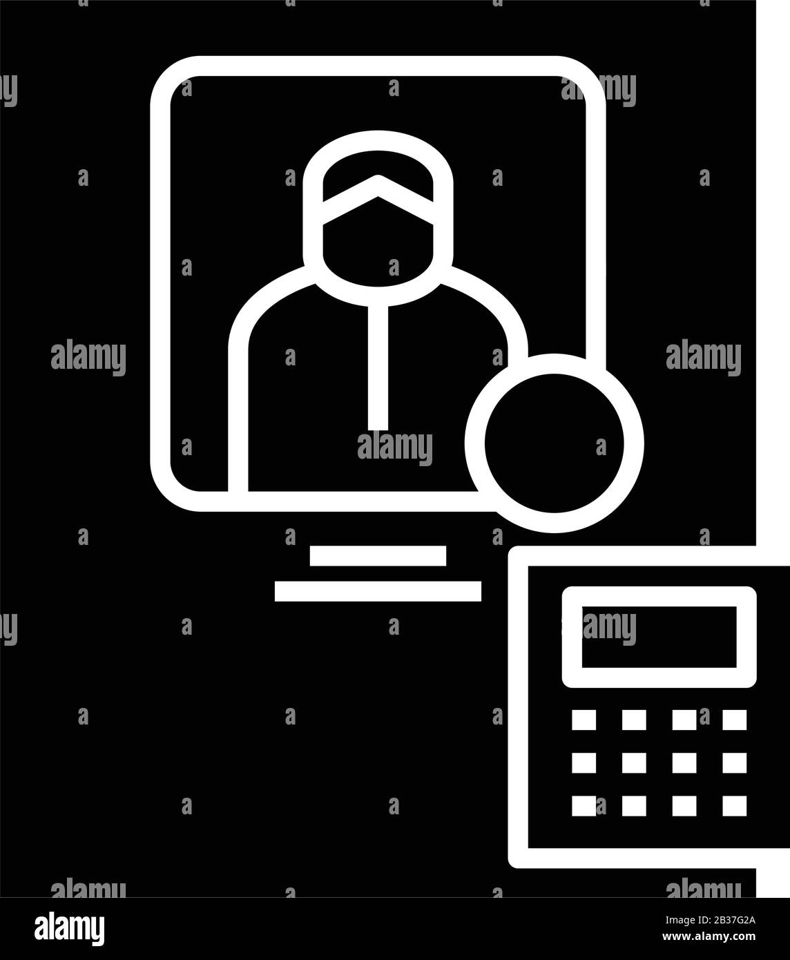 Icona del profilo nero, illustrazione concettuale, simbolo piatto vettoriale, simbolo glifo. Illustrazione Vettoriale