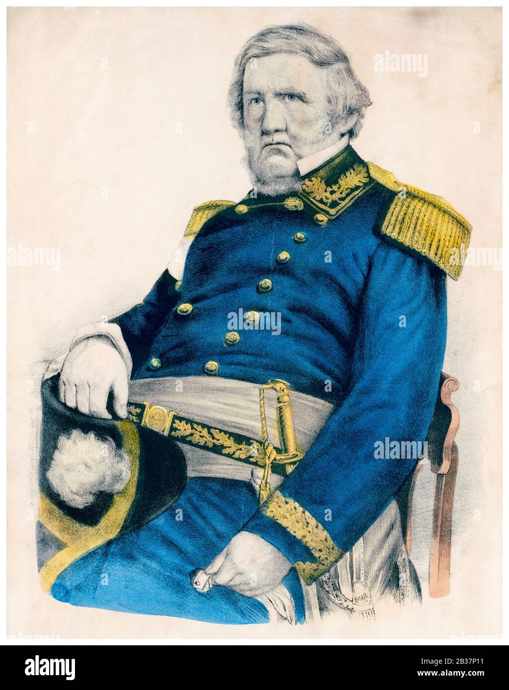 Tenente Generale Winfield Scott (1786-1866), Generale in Capo, United States Army, ritratto stampato da Currier & Ives, 1856-1907 Foto Stock