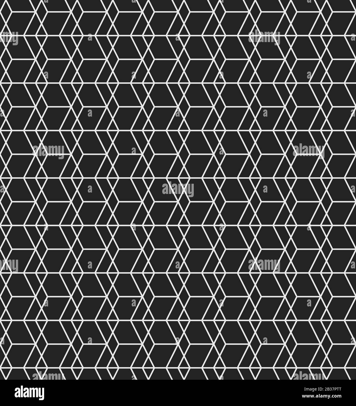 Motivo lineare senza cuciture con linea bianca e sfondo nero. Disegno geometrico astratto della struttura. Illustrazione Vettoriale