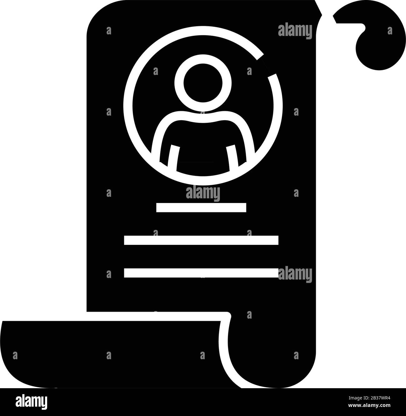 Icona del profilo nero, illustrazione concettuale, simbolo piatto vettoriale, simbolo glifo. Illustrazione Vettoriale