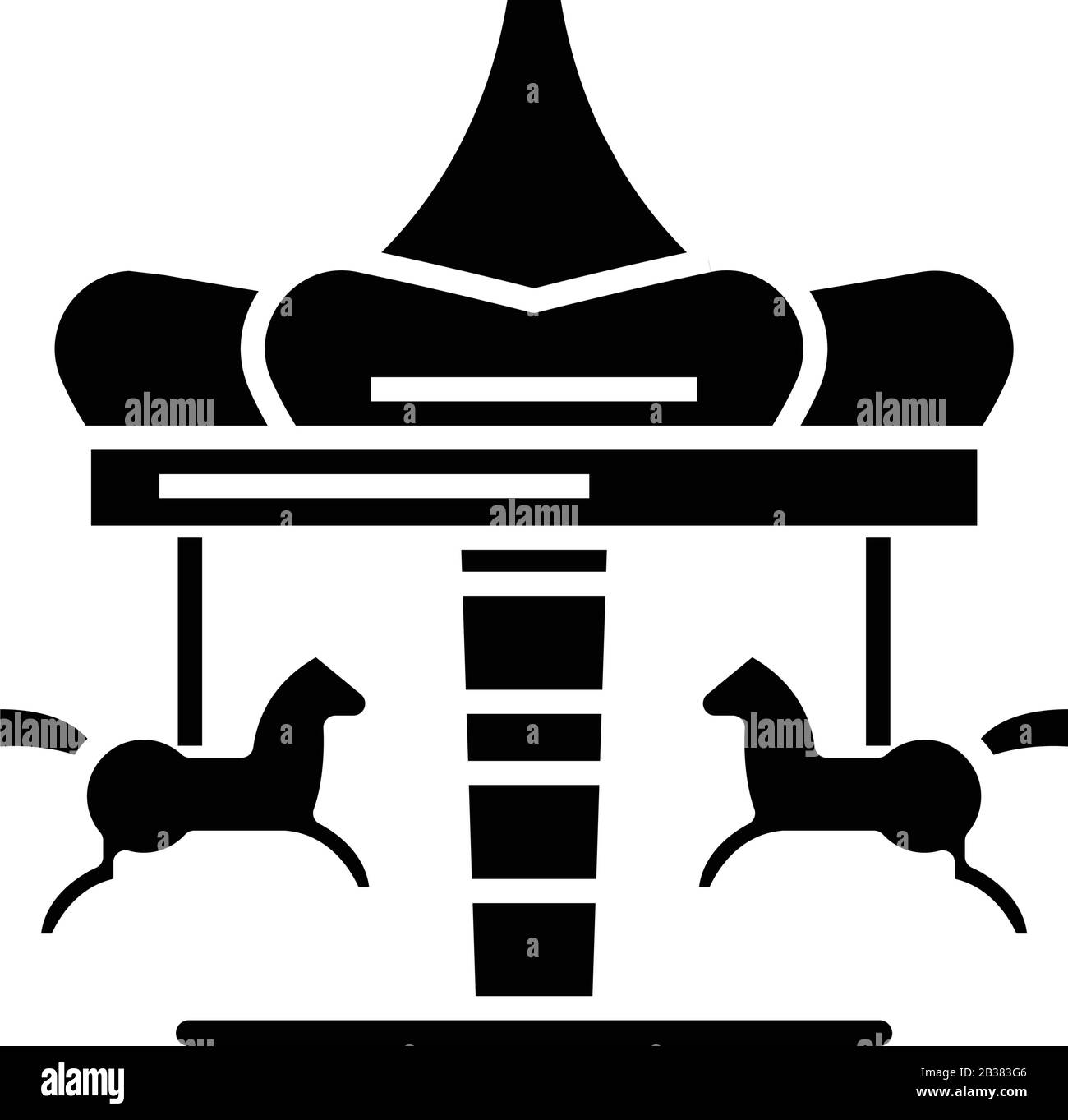 Icona nera a carosello pony, illustrazione concettuale, simbolo piatto vettoriale, simbolo glifo. Illustrazione Vettoriale