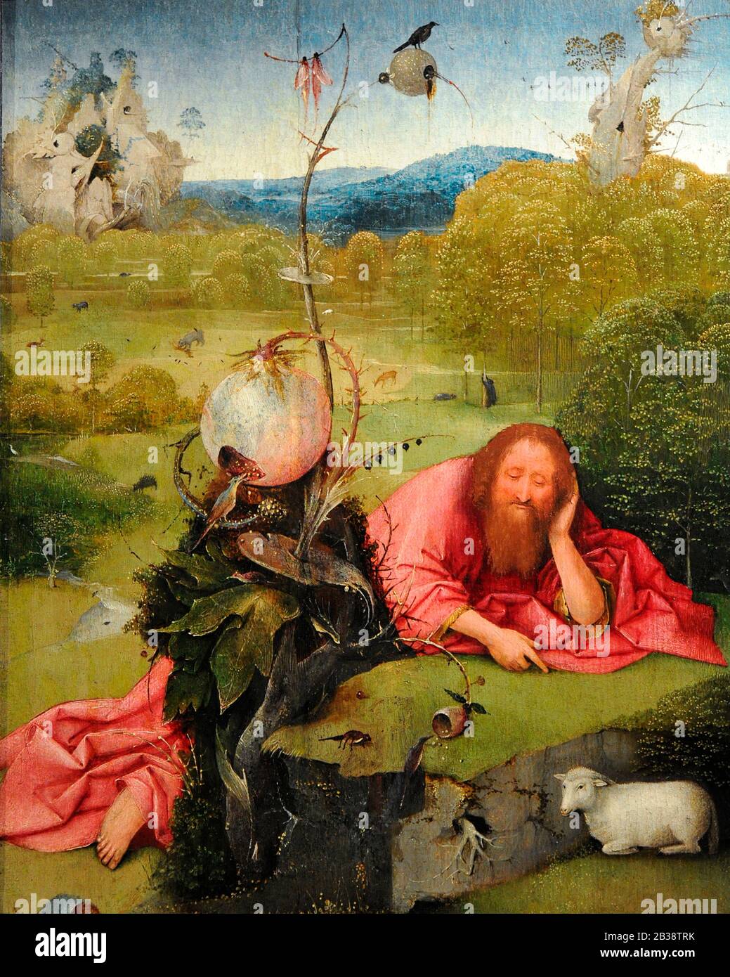 Hieronymus Bosch (1450-1516). Pittore olandese. San Giovanni Battista in meditazione, ca.1495. Museo Lazaro Galdiano. Madrid. Spagna. Foto Stock