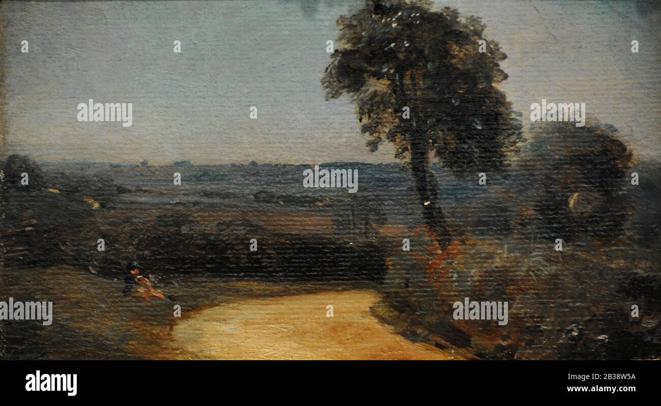 John Constable (1776-1837). Pittore britannico. La strada da est Bergholt a Flatford, 1812. Museo Lazaro Galdiano. Madrid. Spagna. Foto Stock