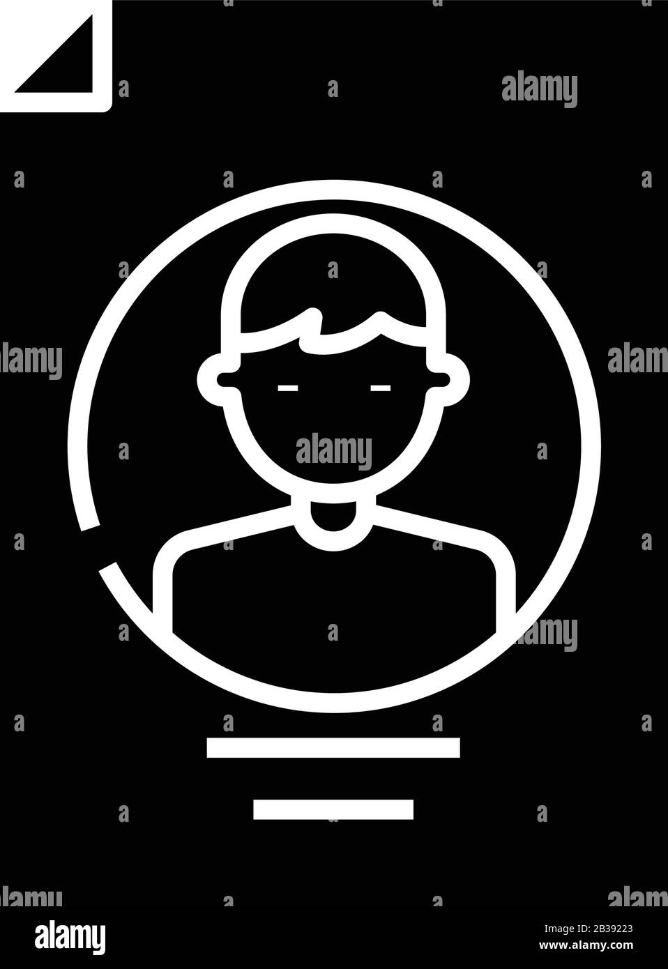 Icona del profilo nero, illustrazione concettuale, simbolo piatto vettoriale, simbolo glifo. Illustrazione Vettoriale