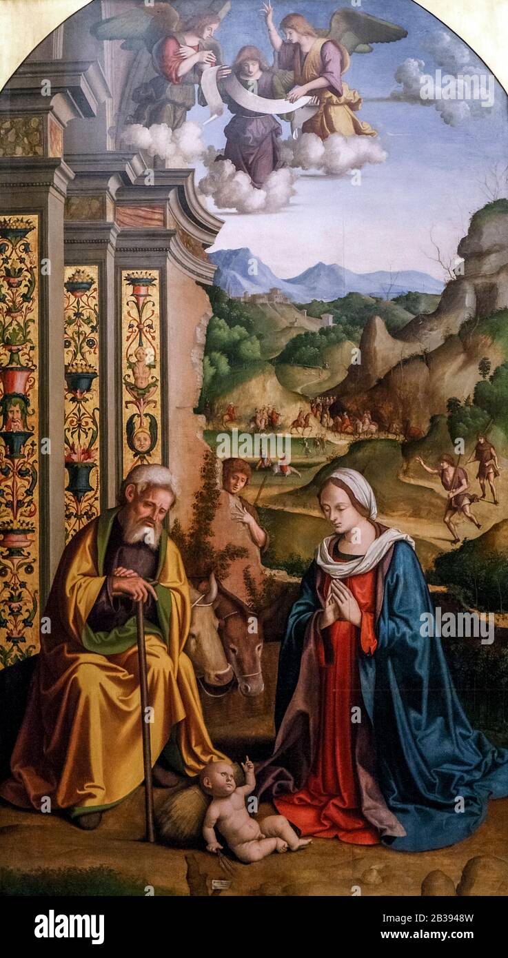 Italia Lombardia Milano Pinacoteca Di Brera - Marco Palmezzano - Natività - 1516 Foto Stock