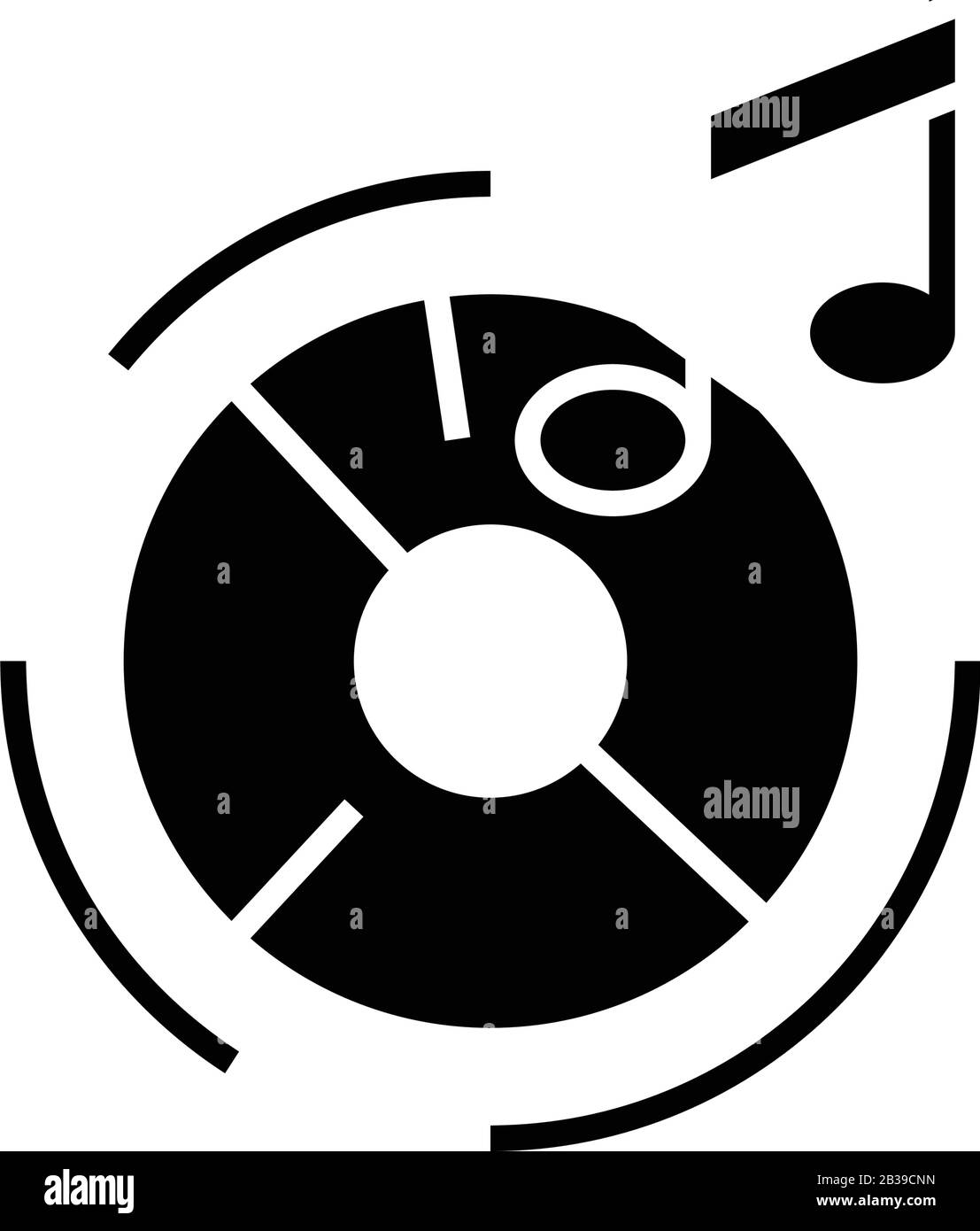 Icona nera della piastra musicale, illustrazione concettuale, simbolo piatto vettoriale, simbolo glifo. Illustrazione Vettoriale