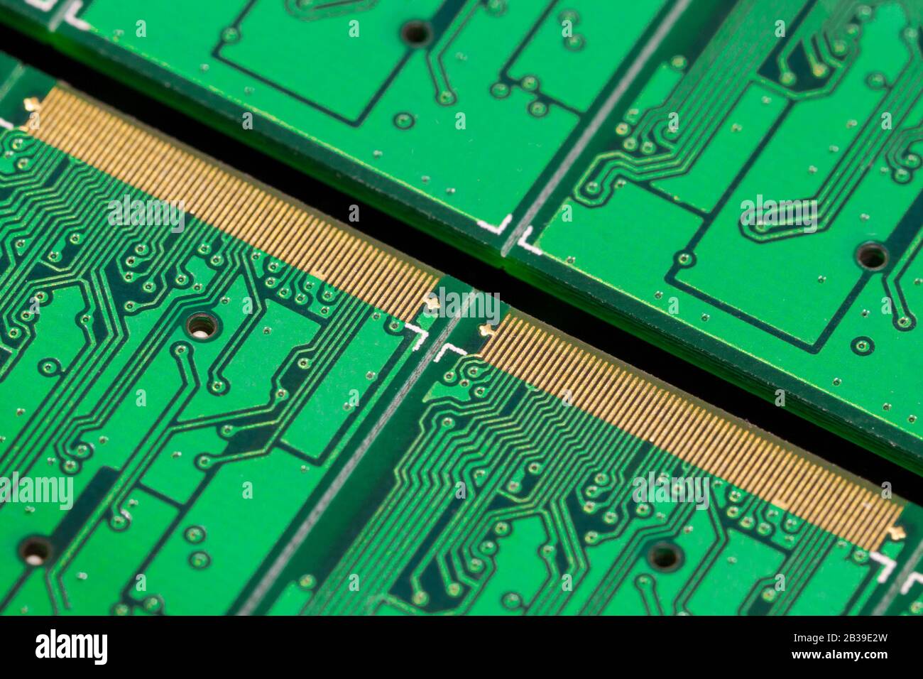 Close up foto di verde printecd pcb scheda a circuito stampato i percorsi elettrici Foto Stock