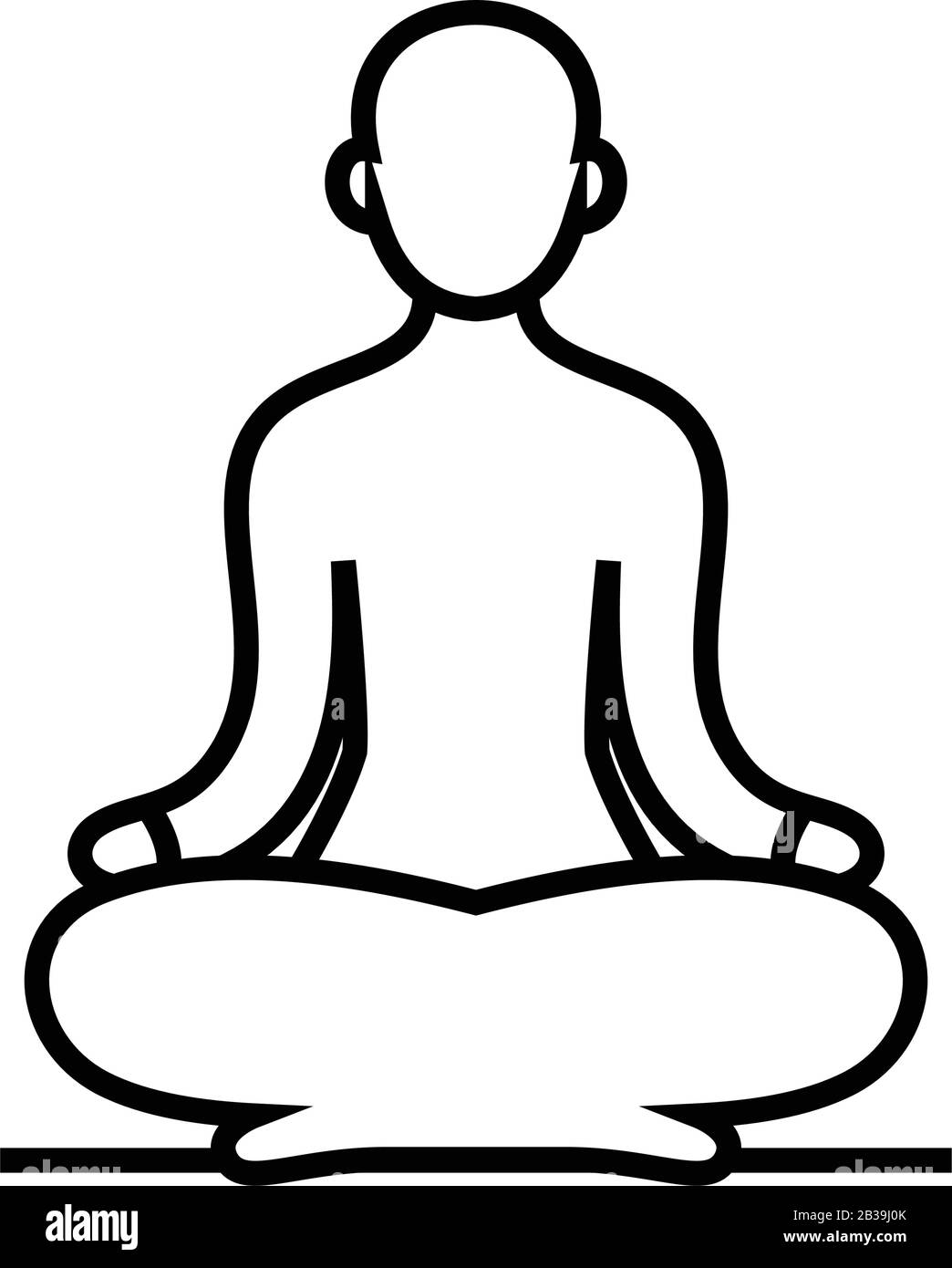 Icona della linea di meditazione yoga, simbolo del concetto, illustrazione vettoriale del contorno, simbolo lineare. Illustrazione Vettoriale