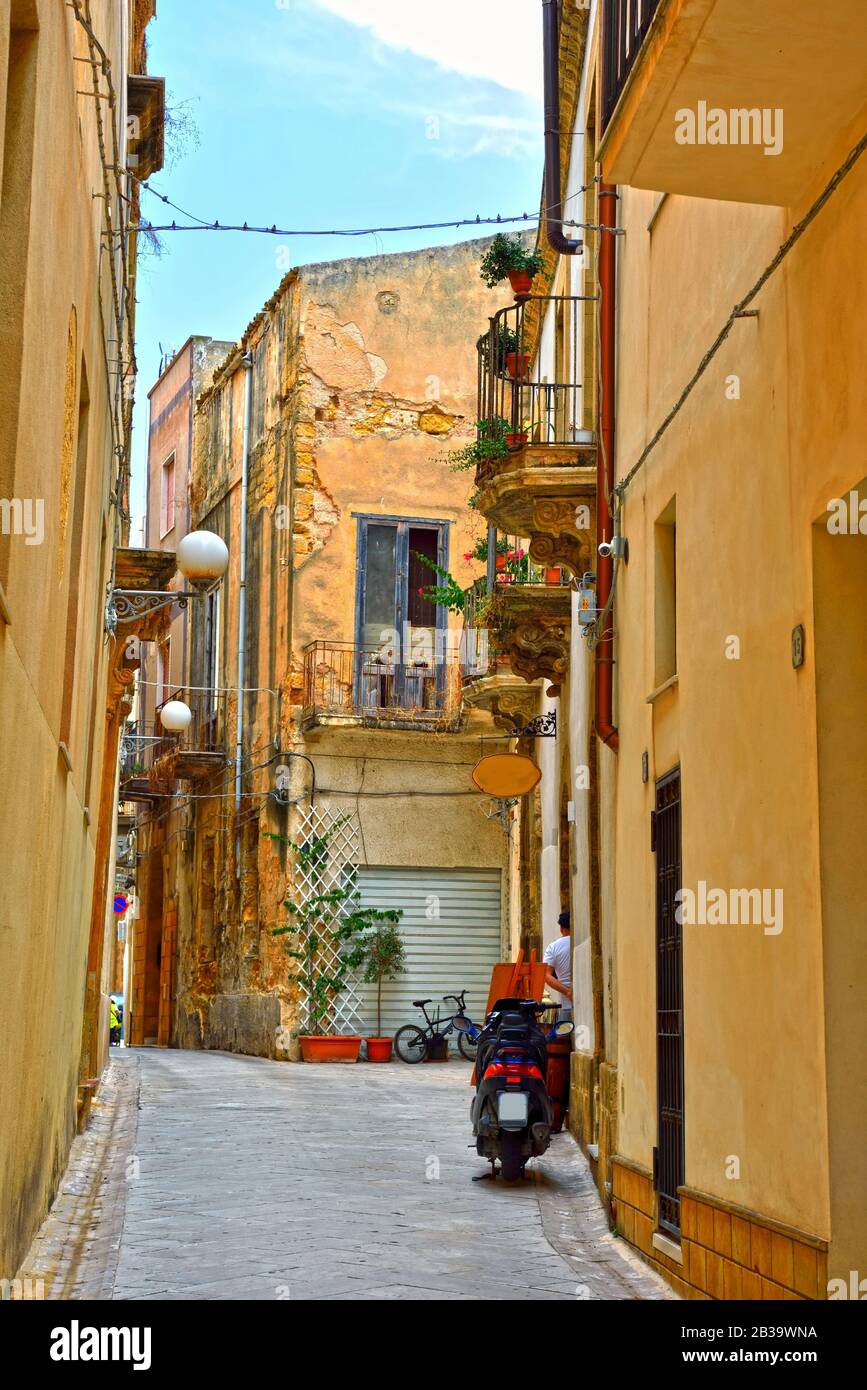 Il centro storico di Mazara del vallo Sicilia Italia Foto Stock