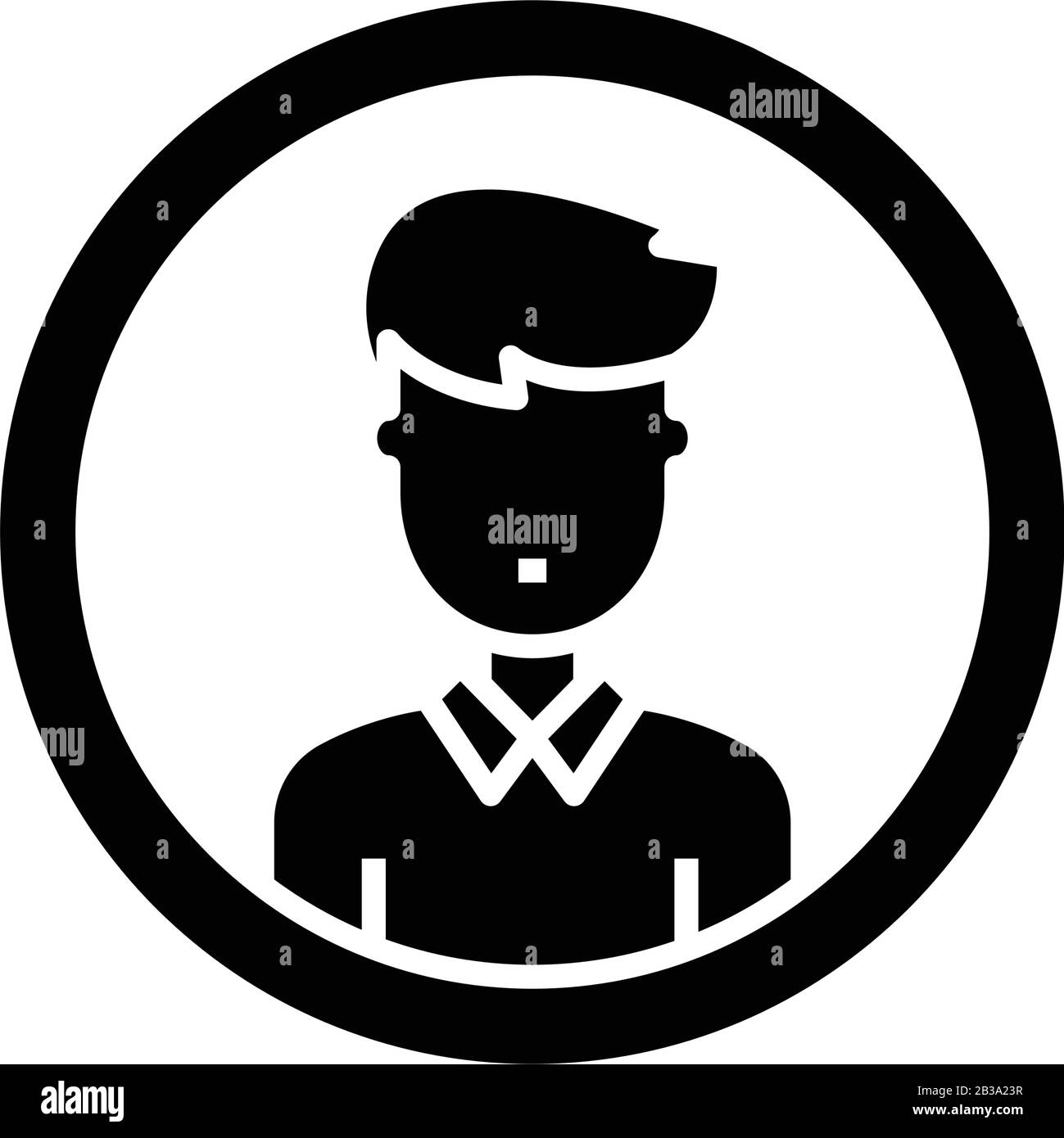 Icona nera del dipendente del profilo, illustrazione concettuale, simbolo piatto vettoriale, simbolo glifo. Illustrazione Vettoriale