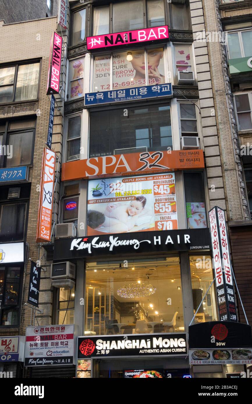 Korea Way, W. 32nd Street, NYC Foto Stock