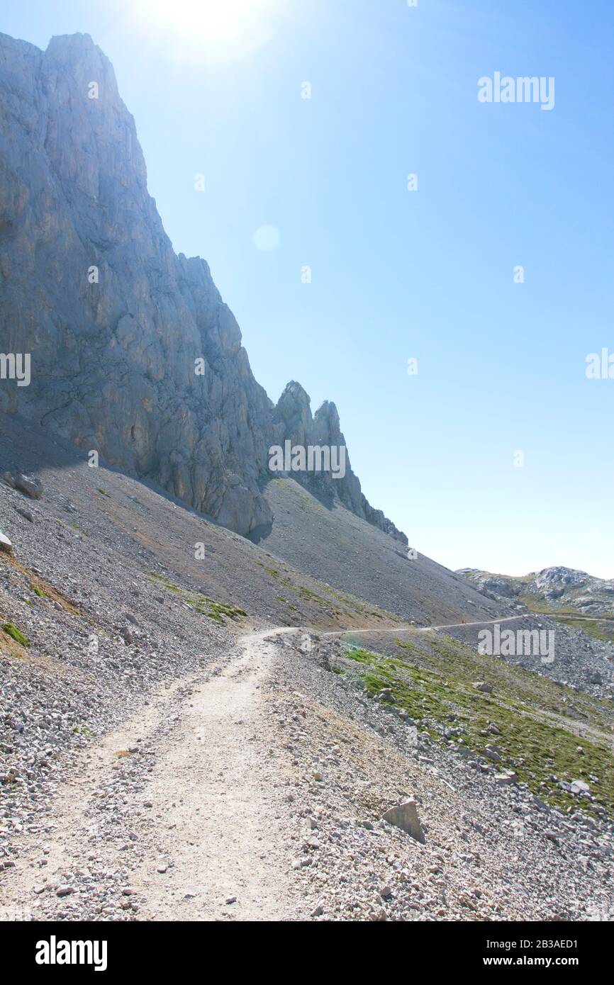 Picos De Europa, Spagna; 04 Agosto 2015. Il Parco Nazionale Picos de Europa si trova nei Monti Cantabrici, tra le province delle Asturie, le Foto Stock