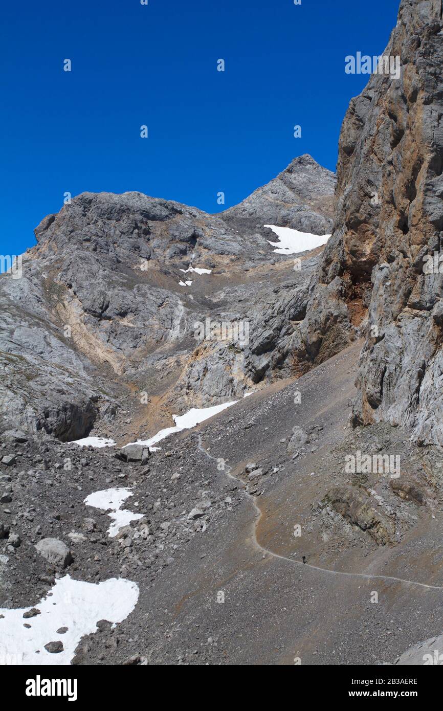 Picos De Europa, Spagna; 04 Agosto 2015. Il Parco Nazionale Picos de Europa si trova nei Monti Cantabrici, tra le province delle Asturie, le Foto Stock