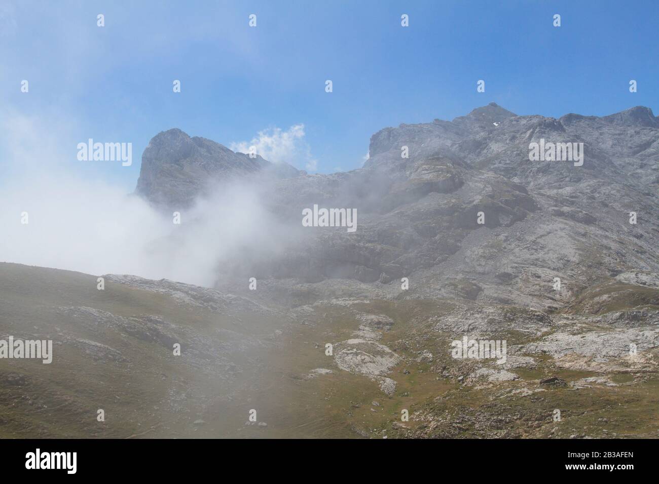 Picos De Europa, Spagna; 04 Agosto 2015. Il Parco Nazionale Picos de Europa si trova nei Monti Cantabrici, tra le province delle Asturie, le Foto Stock