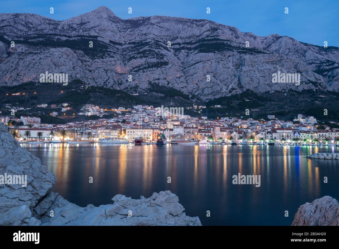 Ora blu a Makarska, Croazia Foto Stock