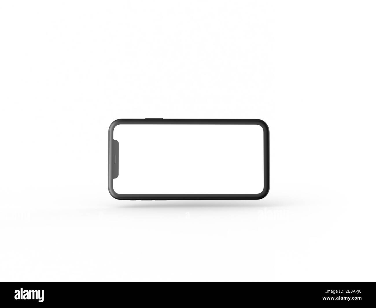 Smartphone in prospettiva - mockup lato anteriore con schermo bianco e retro con fotocamera. I dispositivi mobili sono uno dietro l'altro. Isolato su backgrou bianco Foto Stock