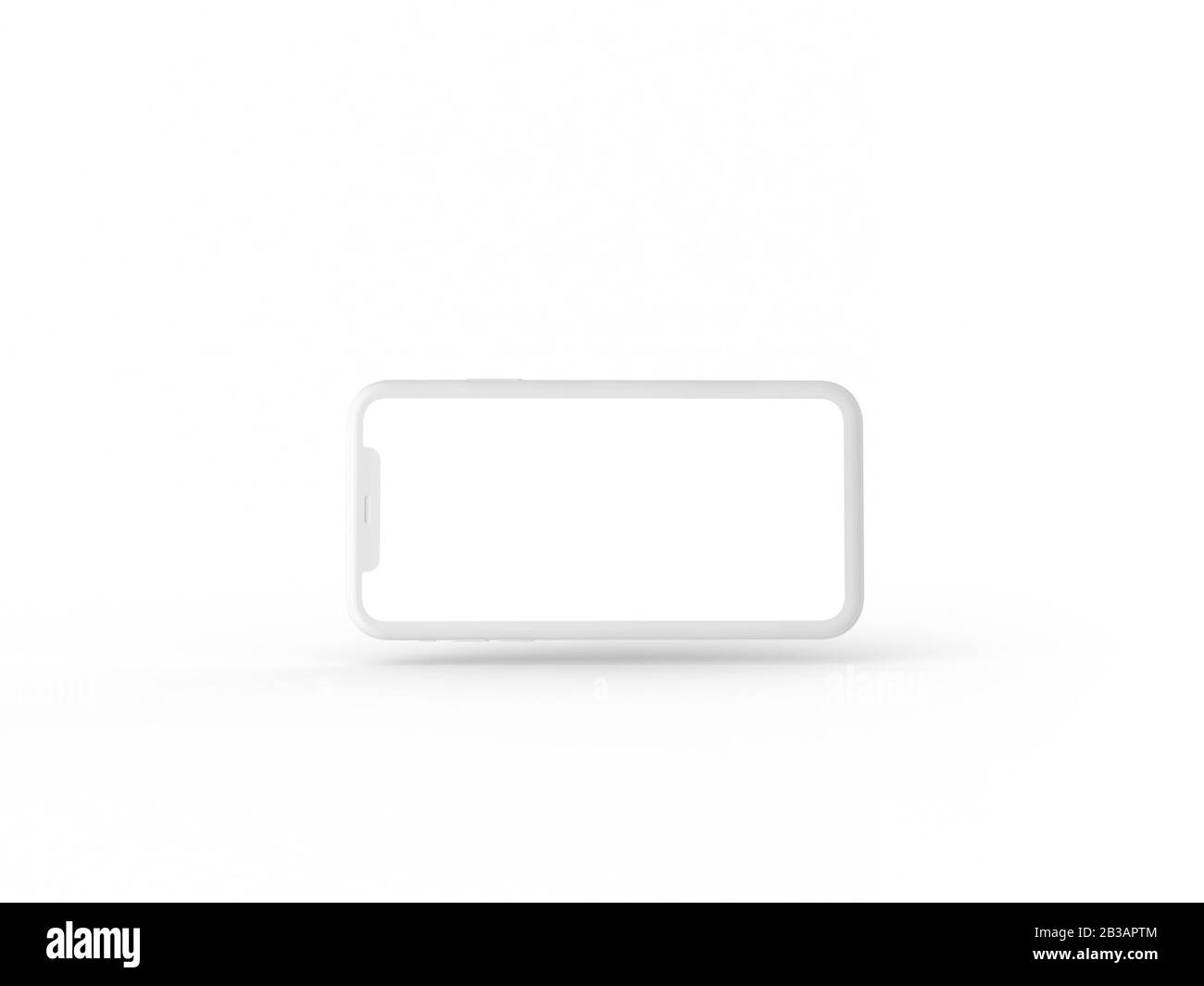 Smartphone in prospettiva - mockup lato anteriore con schermo bianco e retro con fotocamera. I dispositivi mobili sono uno dietro l'altro. Isolato su backgrou bianco Foto Stock