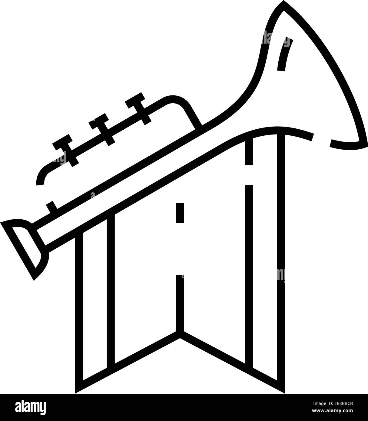 Icona della linea del clacson Victory, simbolo concettuale, illustrazione del vettore outline, simbolo lineare. Illustrazione Vettoriale