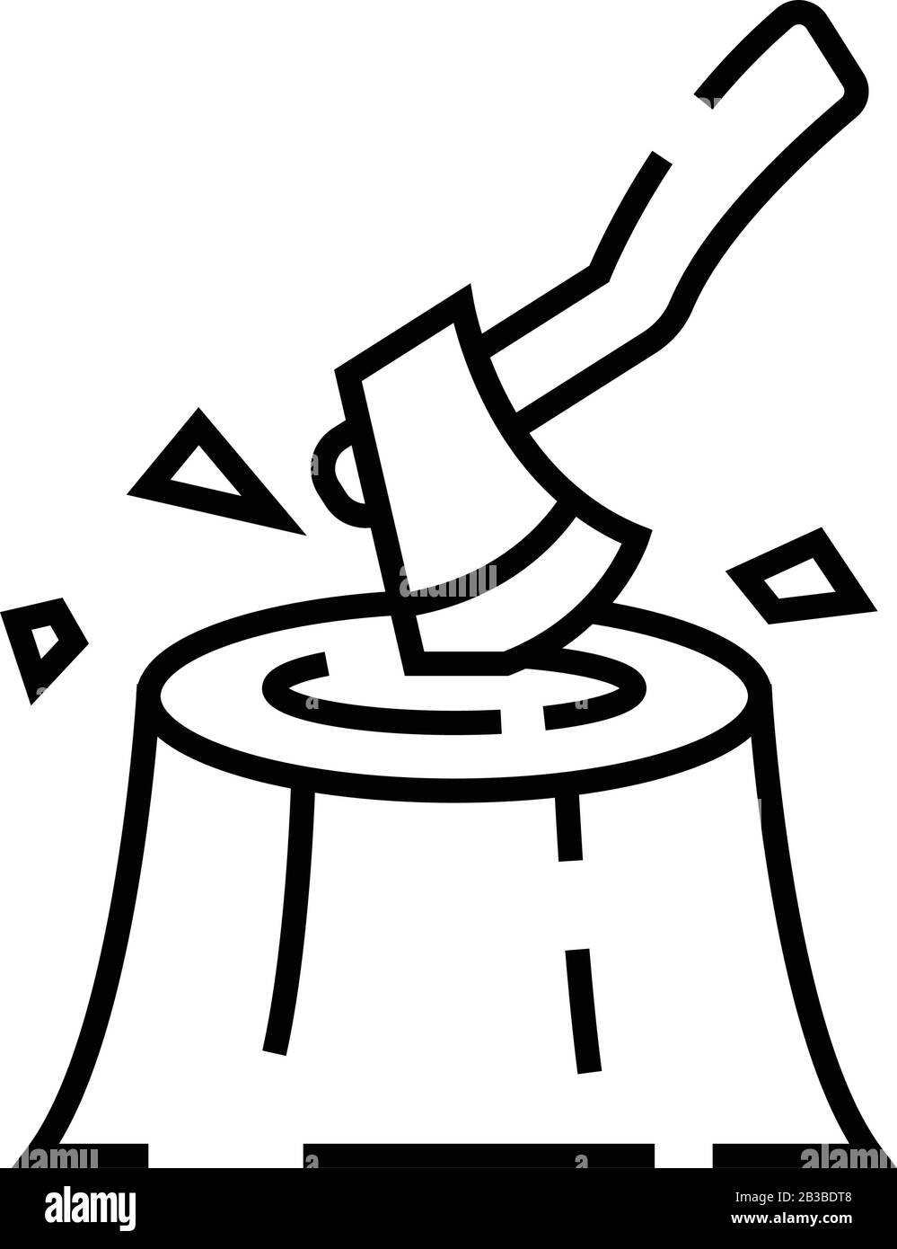 Icona della linea di taglio del legno, simbolo concettuale, illustrazione vettoriale del contorno, simbolo lineare. Illustrazione Vettoriale